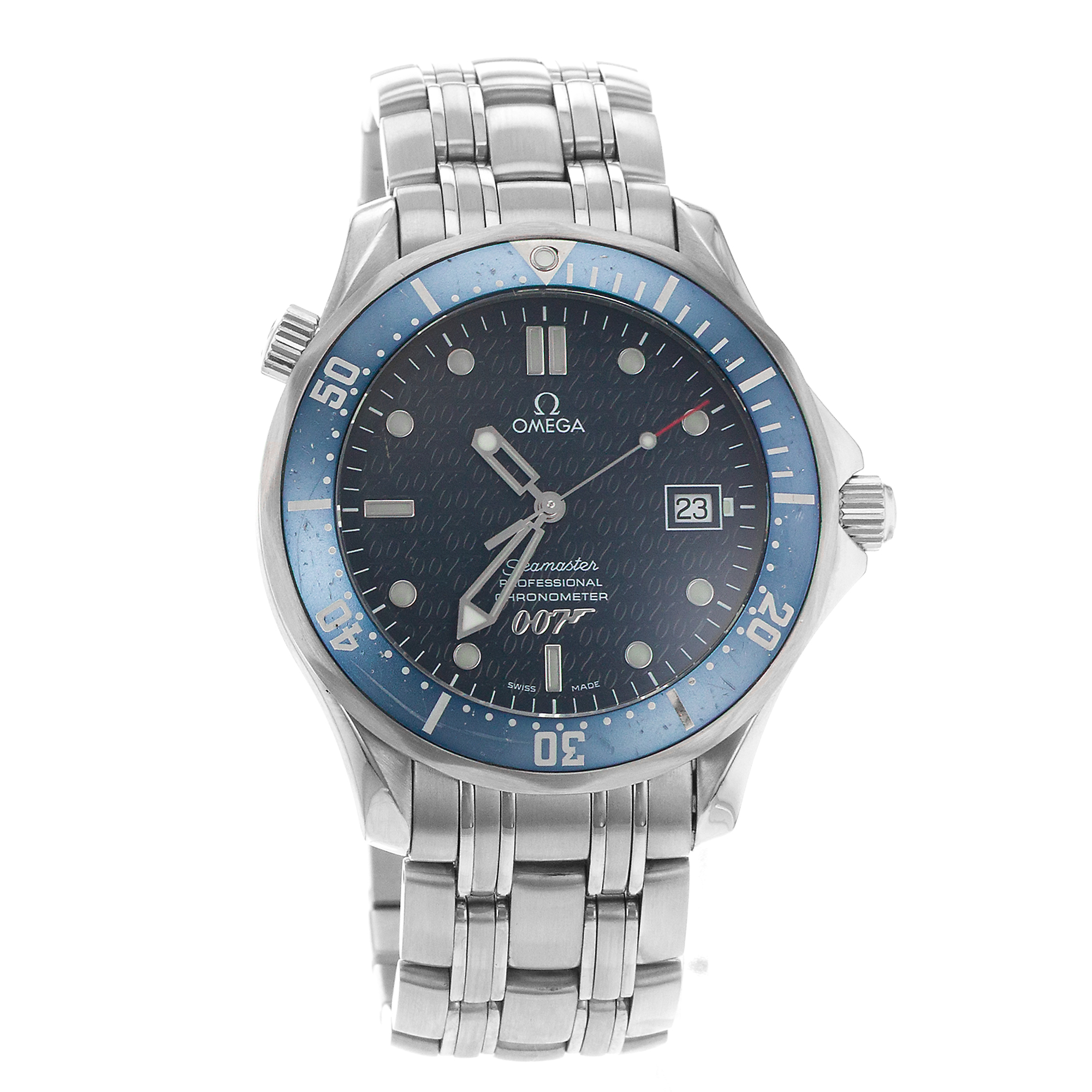 Omega Seamaster Diver 300 M 2537.80 41mm James Bond 007 Blue Mens Watch 2002 thumbnail 8