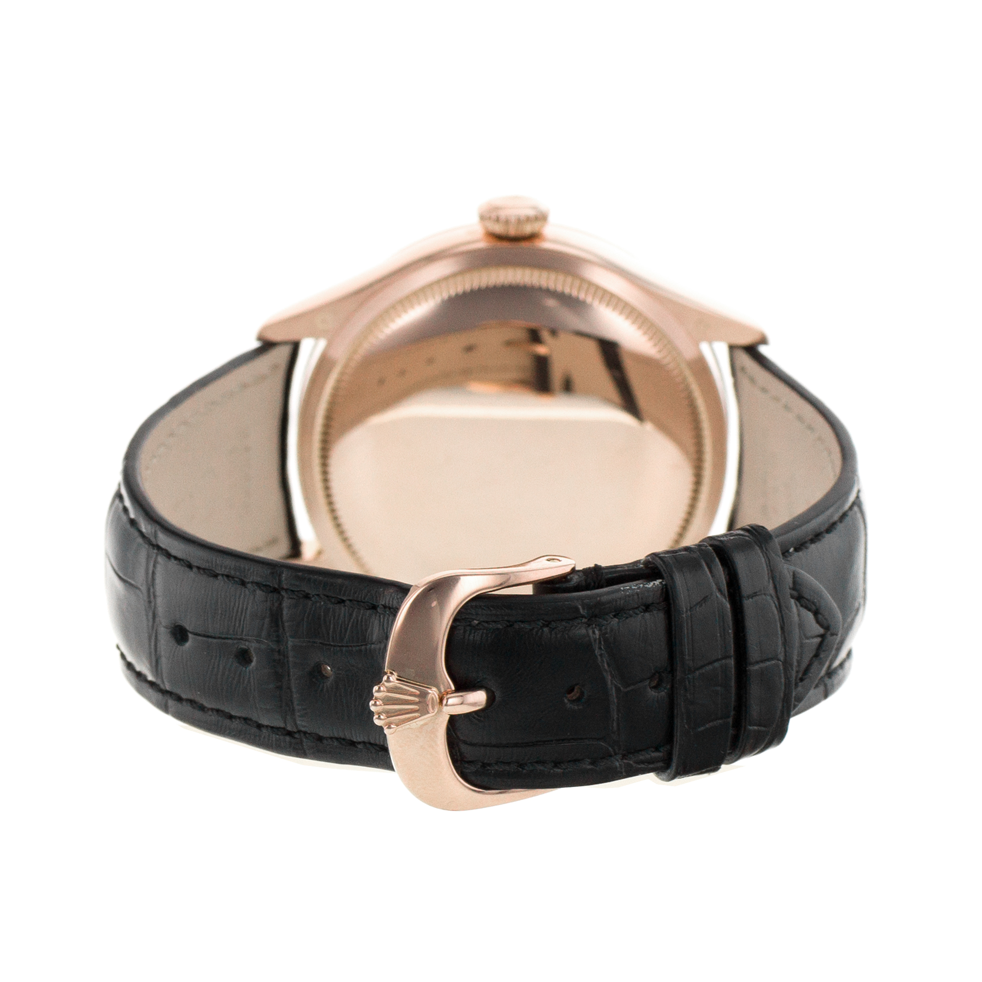 Rolex Celini Dual Time 50525 39mm Rose Gold Chocolate Brown Day Night Mens Watch thumbnail 9