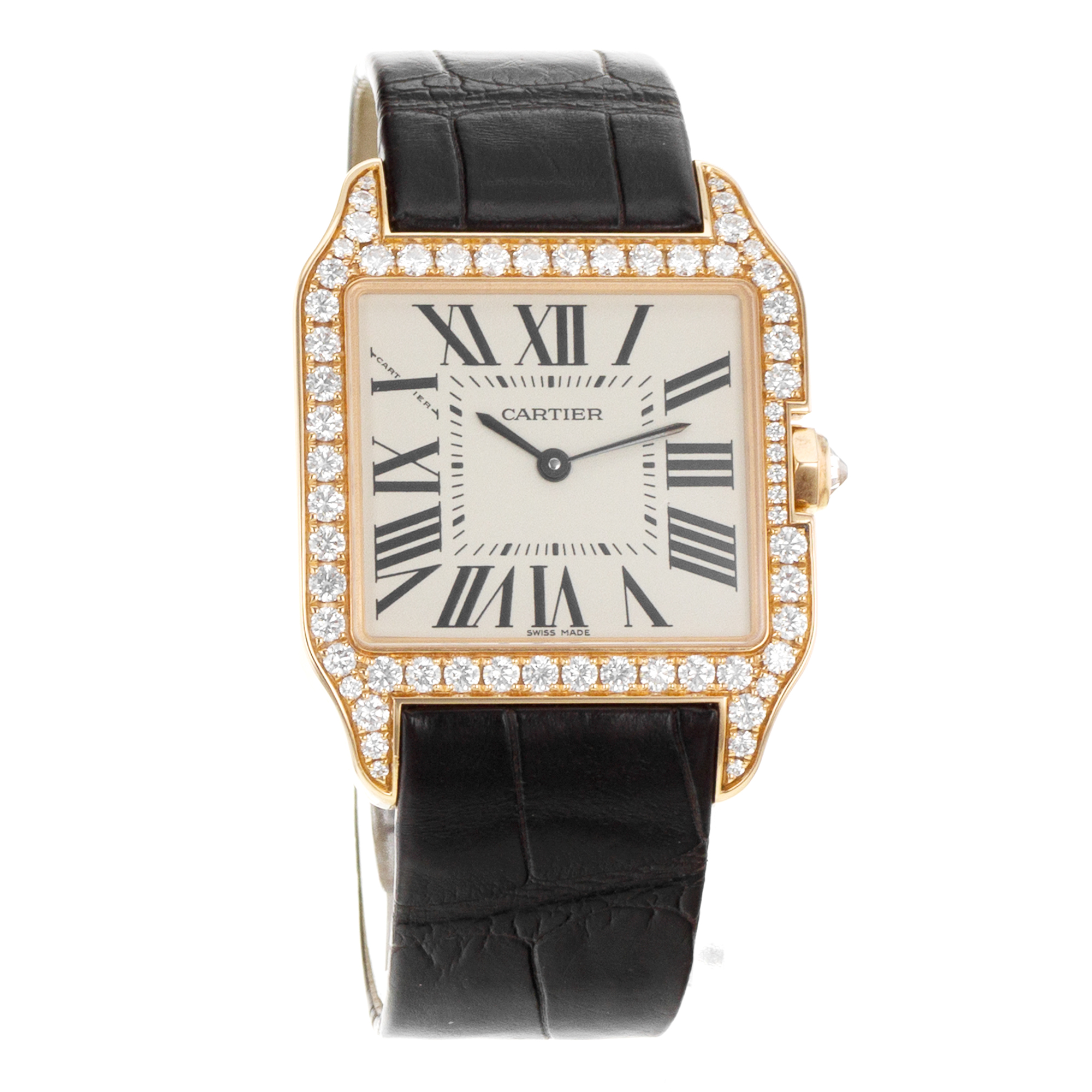 Cartier Santos Dumont WH100351 2788 30mm Factory Diamonds Rose Gold Ladies Watch thumbnail 9