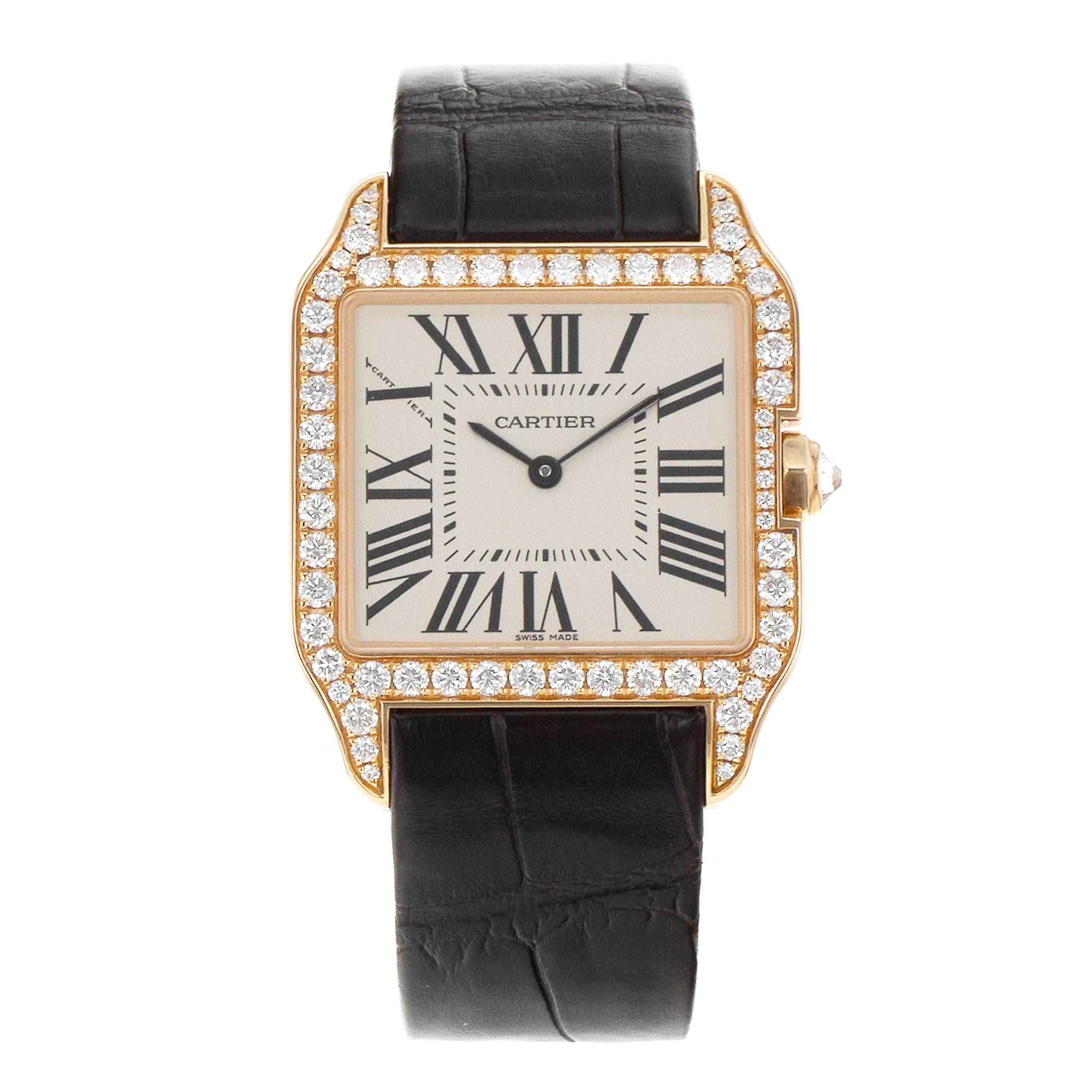 Cartier Santos Dumont WH100351 2788 30mm Factory Diamonds Rose Gold Ladies Watch thumbnail 2