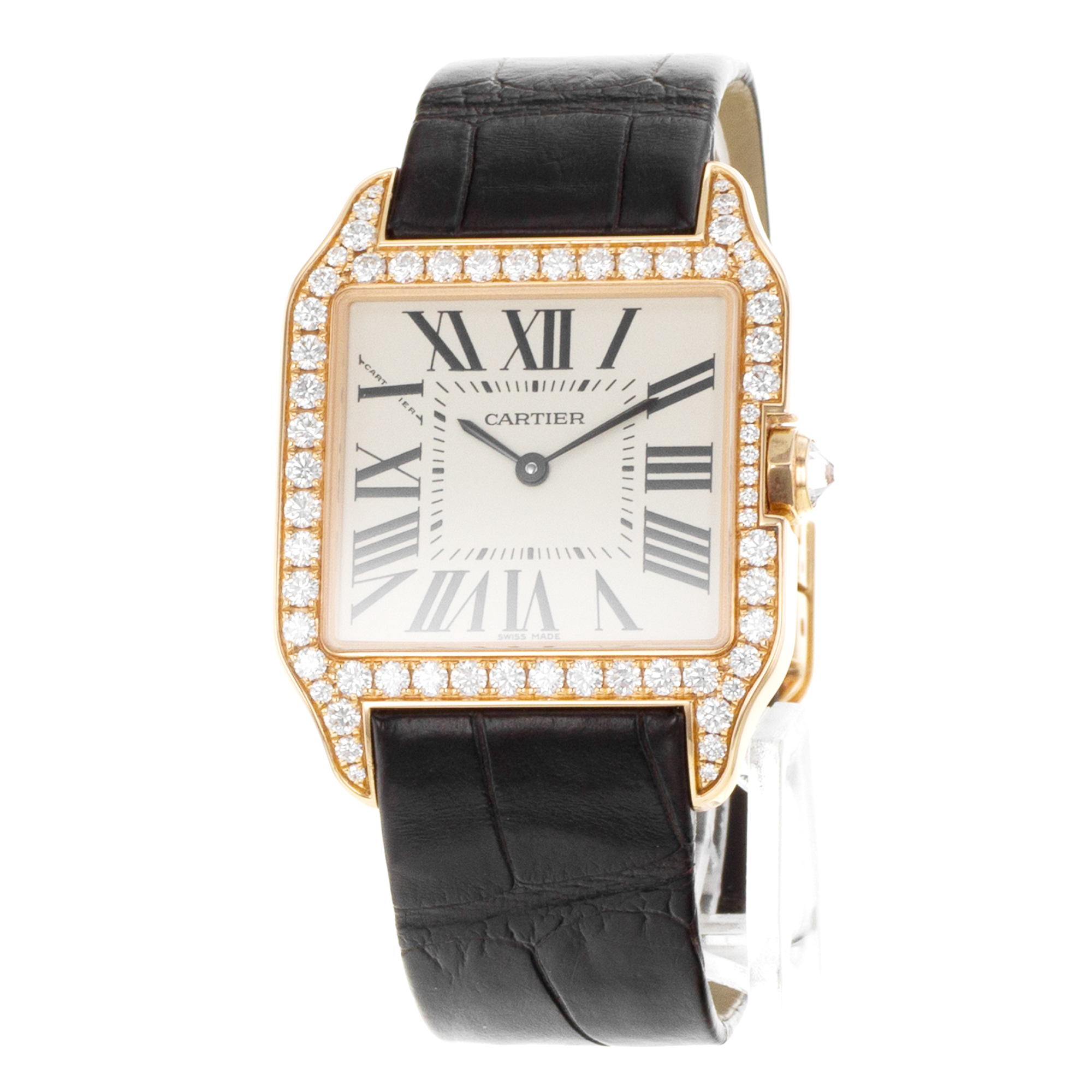 Cartier Santos Dumont WH100351 2788 30mm Factory Diamonds Rose Gold Ladies Watch thumbnail 4