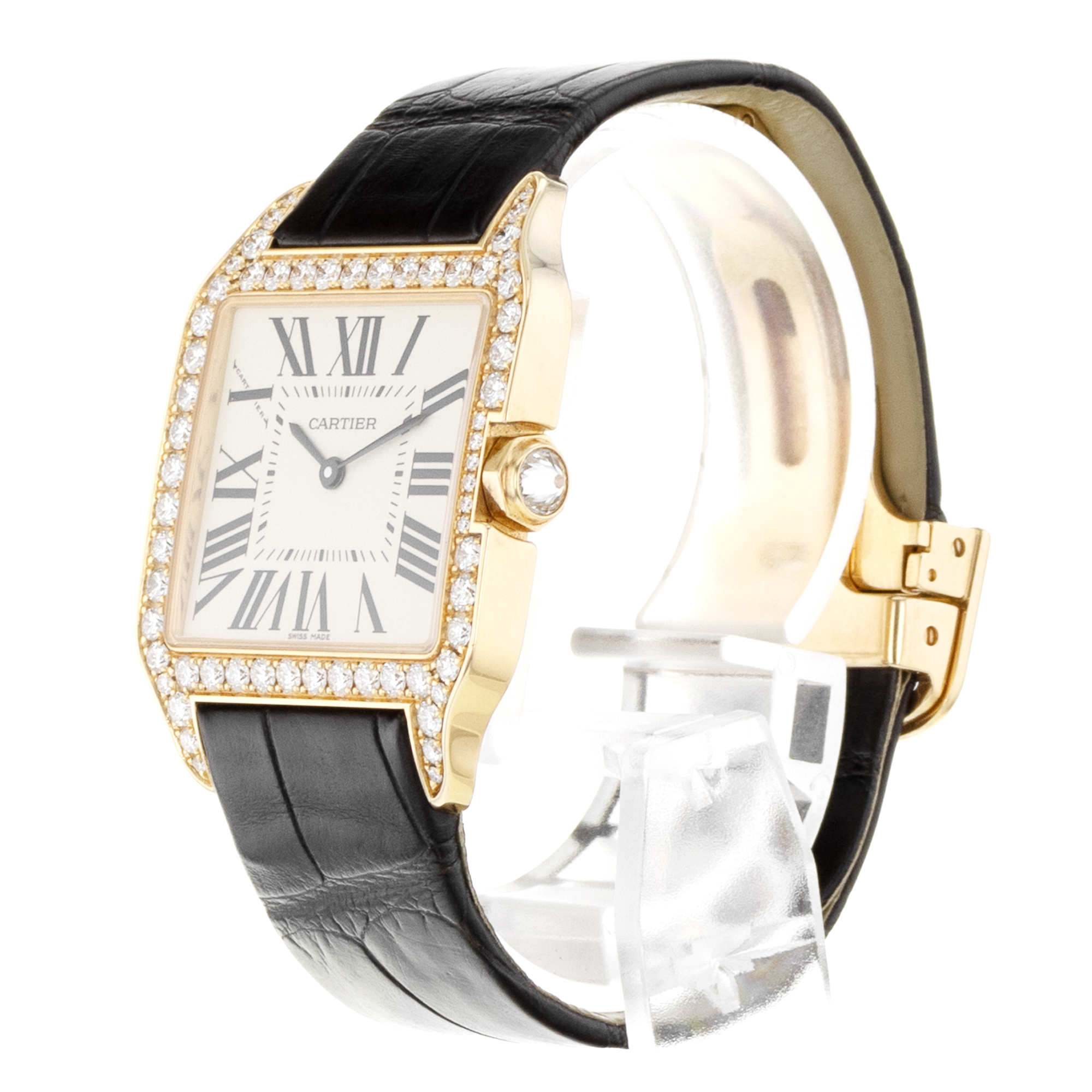 Cartier Santos Dumont WH100351 2788 30mm Factory Diamonds Rose Gold Ladies Watch thumbnail 5