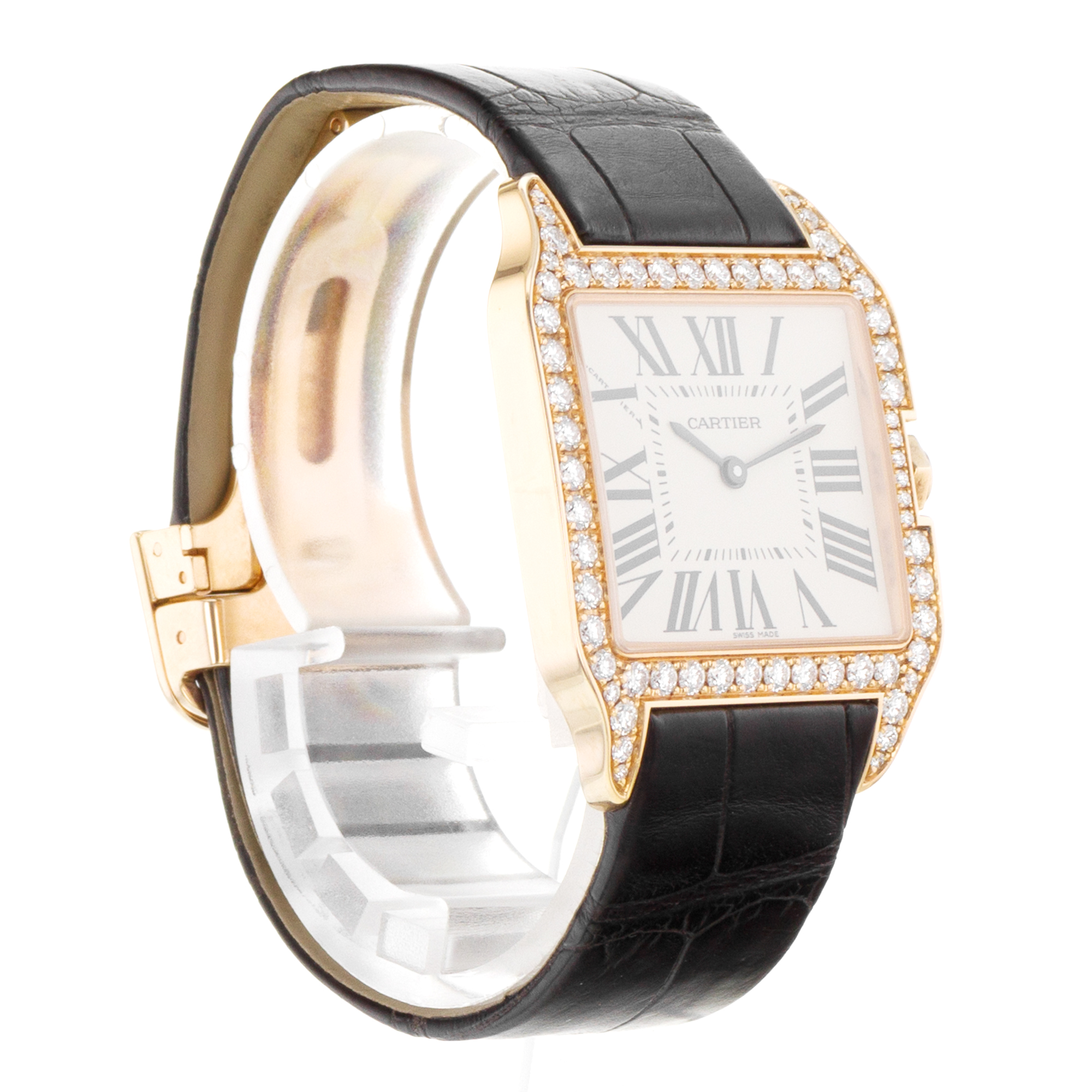 Cartier Santos Dumont WH100351 2788 30mm Factory Diamonds Rose Gold Ladies Watch thumbnail 8