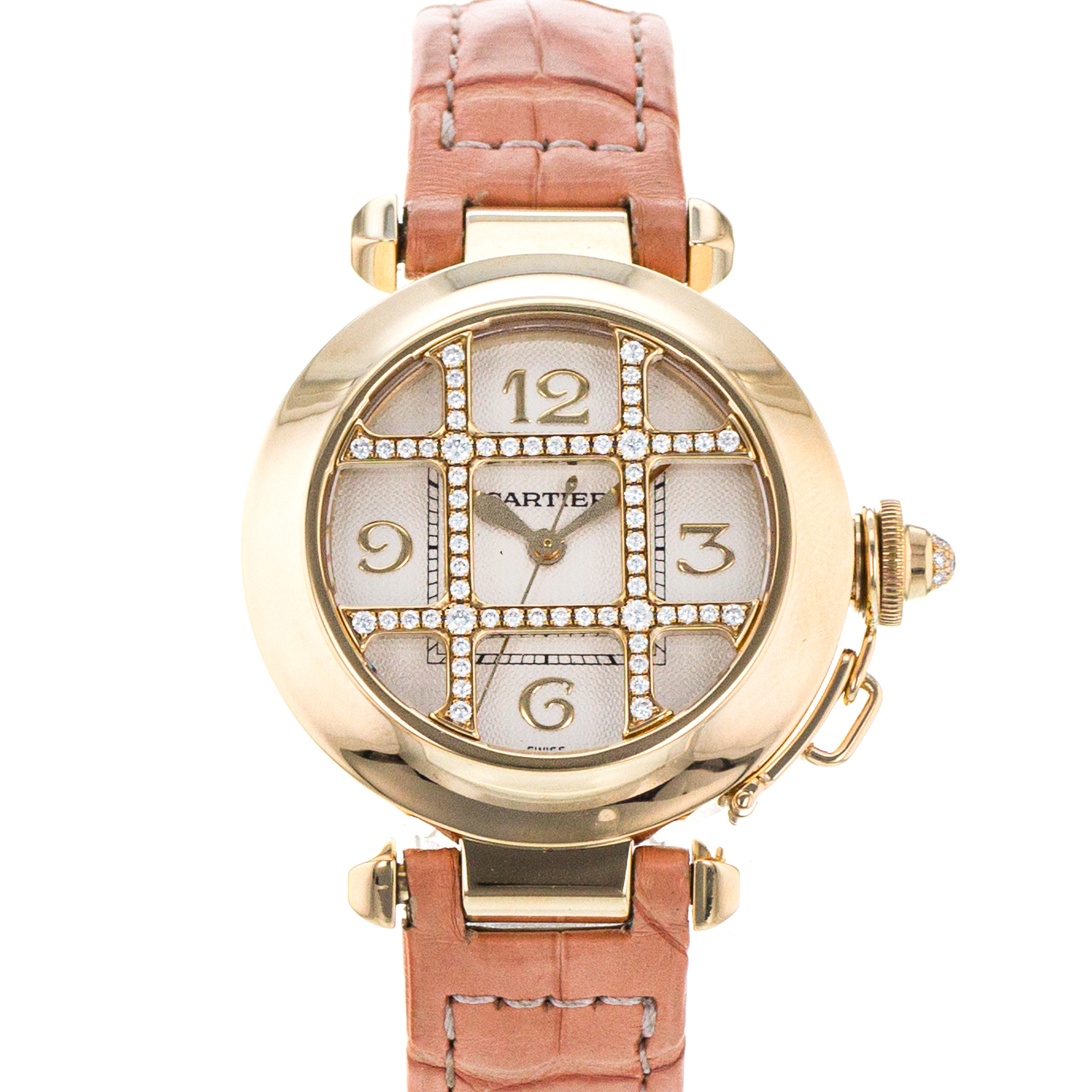 Cartier Pasha WJ101356 2399 32mm Factory Diamond Grill Yellow Gold Ladies Watch thumbnail 1