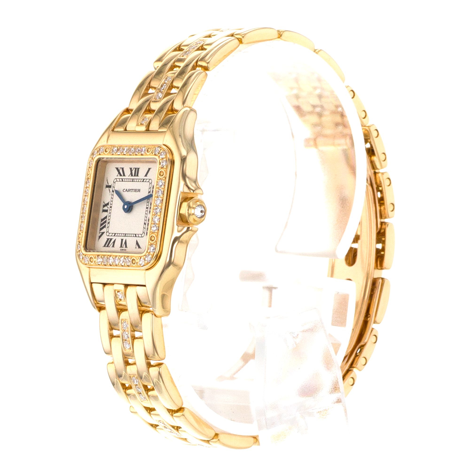 Cartier Panthere 128000M 22mm Roman Factory Diamonds Yellow Gold Ladies Watch thumbnail 4