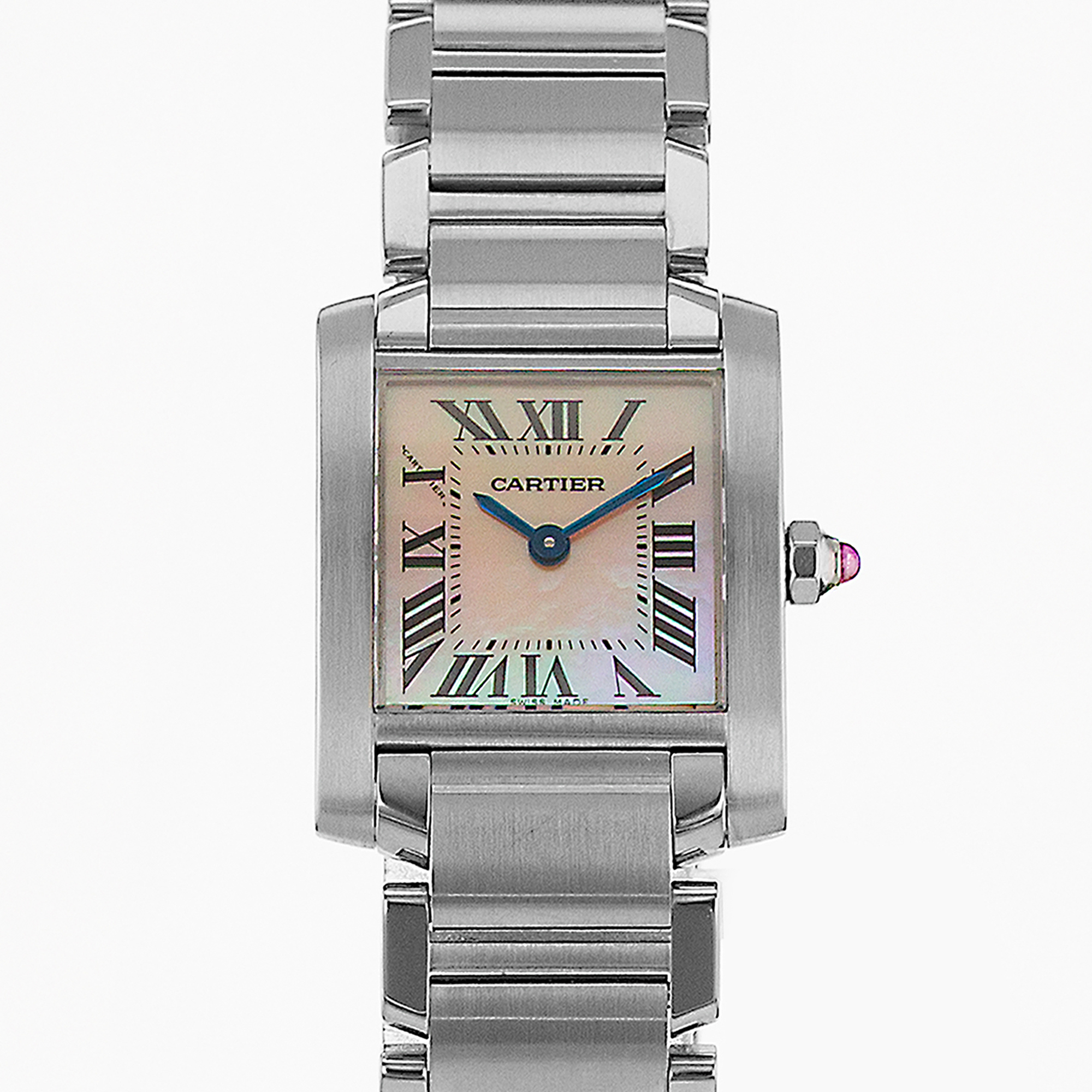 Cartier Tank Française W51028Q3 2384 Pink Mother Of Pearl Roman Ladies Watch thumbnail 1