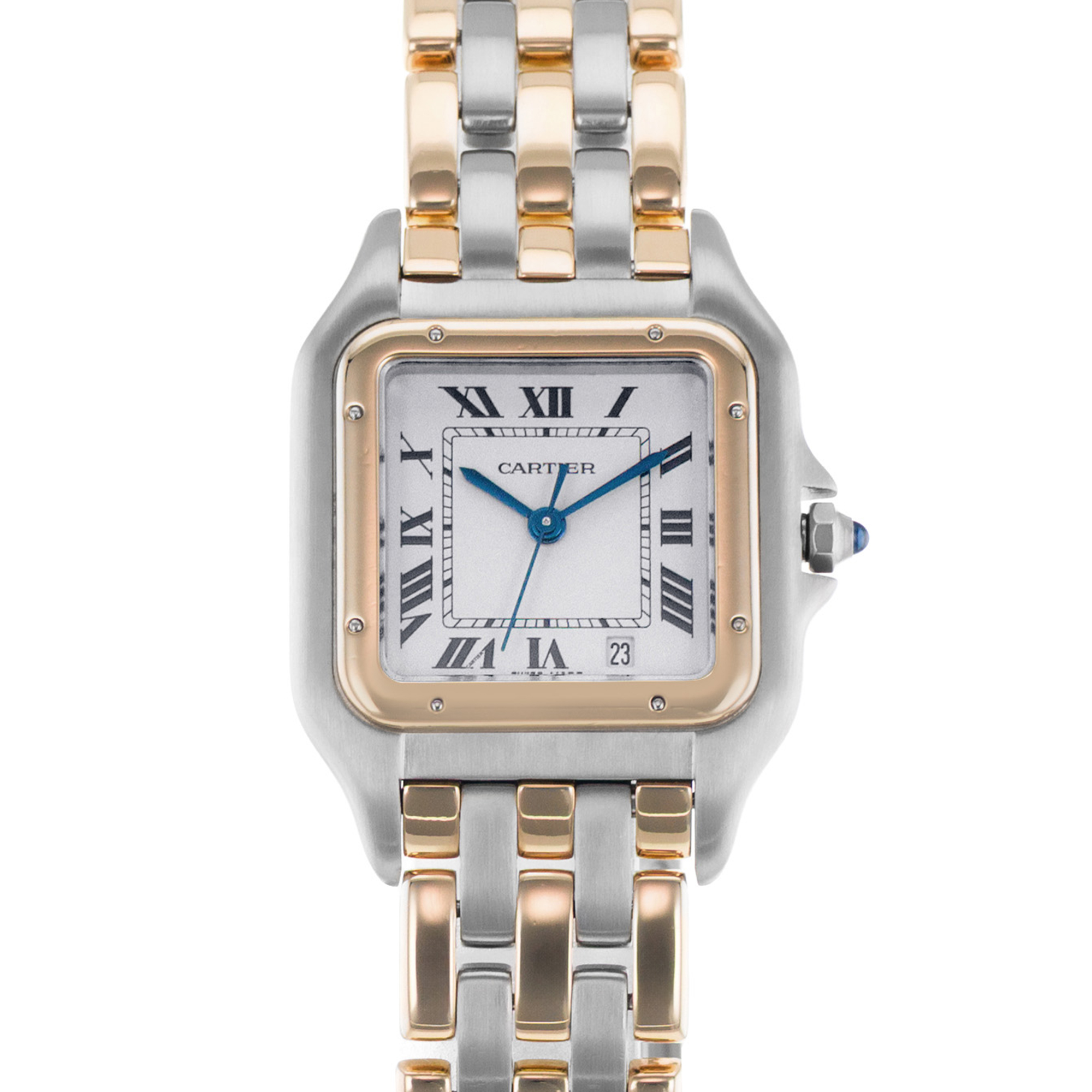 Cartier Panthere 83083244 27mm Silver Roman Steel Yellow Gold 3 Row Mens Watch thumbnail 1