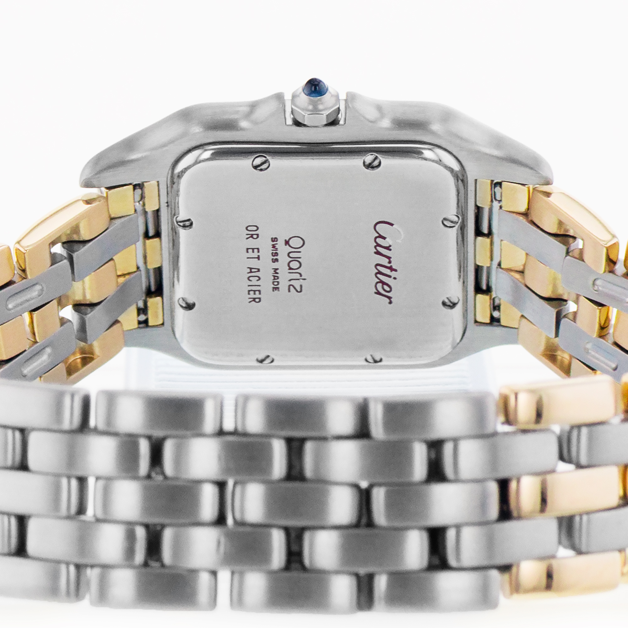 Cartier Panthere 83083244 27mm Silver Roman Steel Yellow Gold 3 Row Mens Watch thumbnail 10