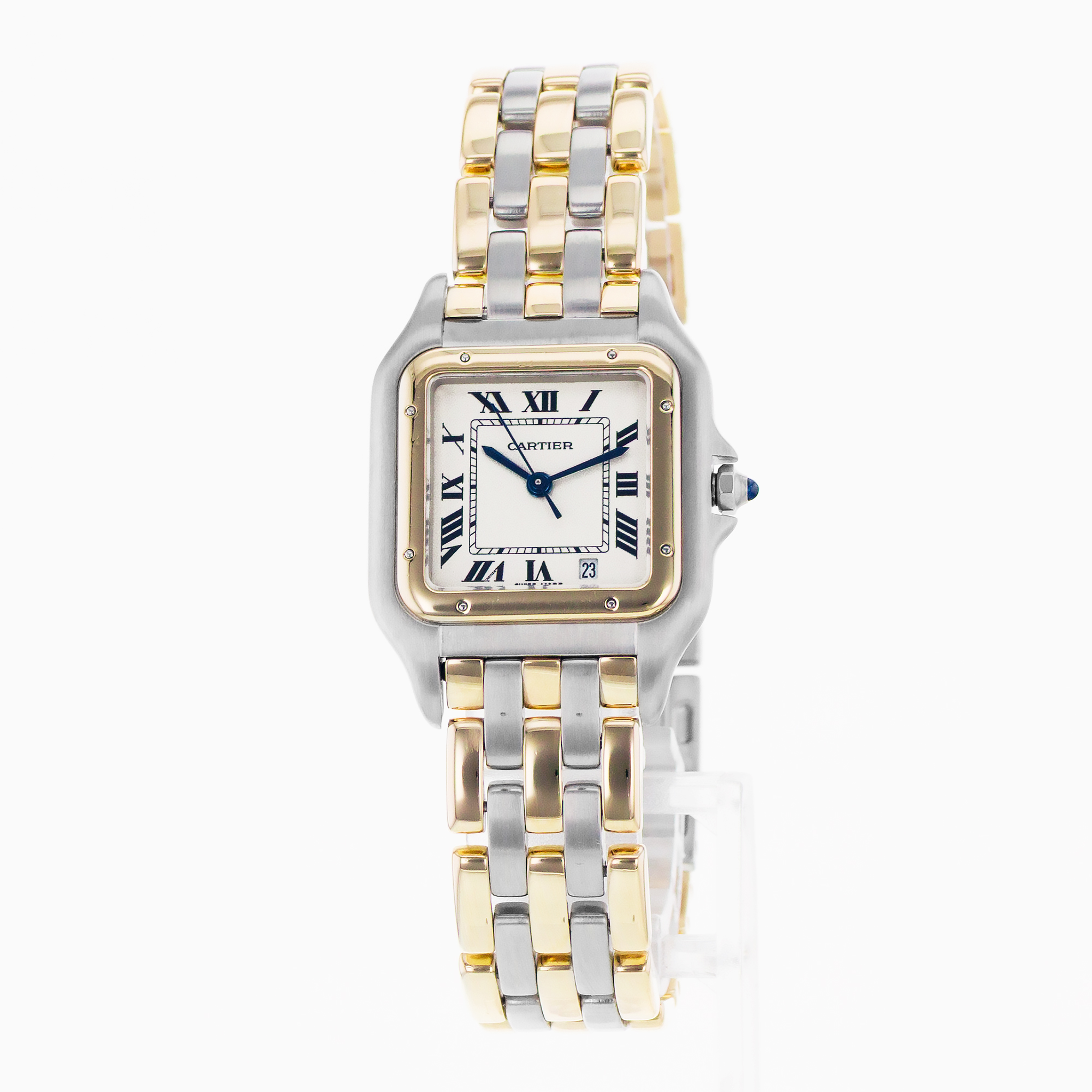 Cartier Panthere 83083244 27mm Silver Roman Steel Yellow Gold 3 Row Mens Watch thumbnail 3
