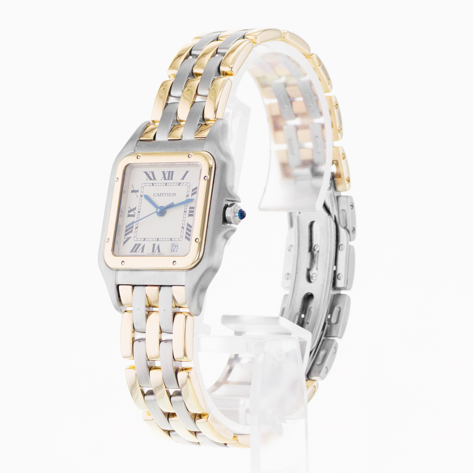 Cartier Panthere 83083244 27mm Silver Roman Steel Yellow Gold 3 Row Mens Watch thumbnail 4