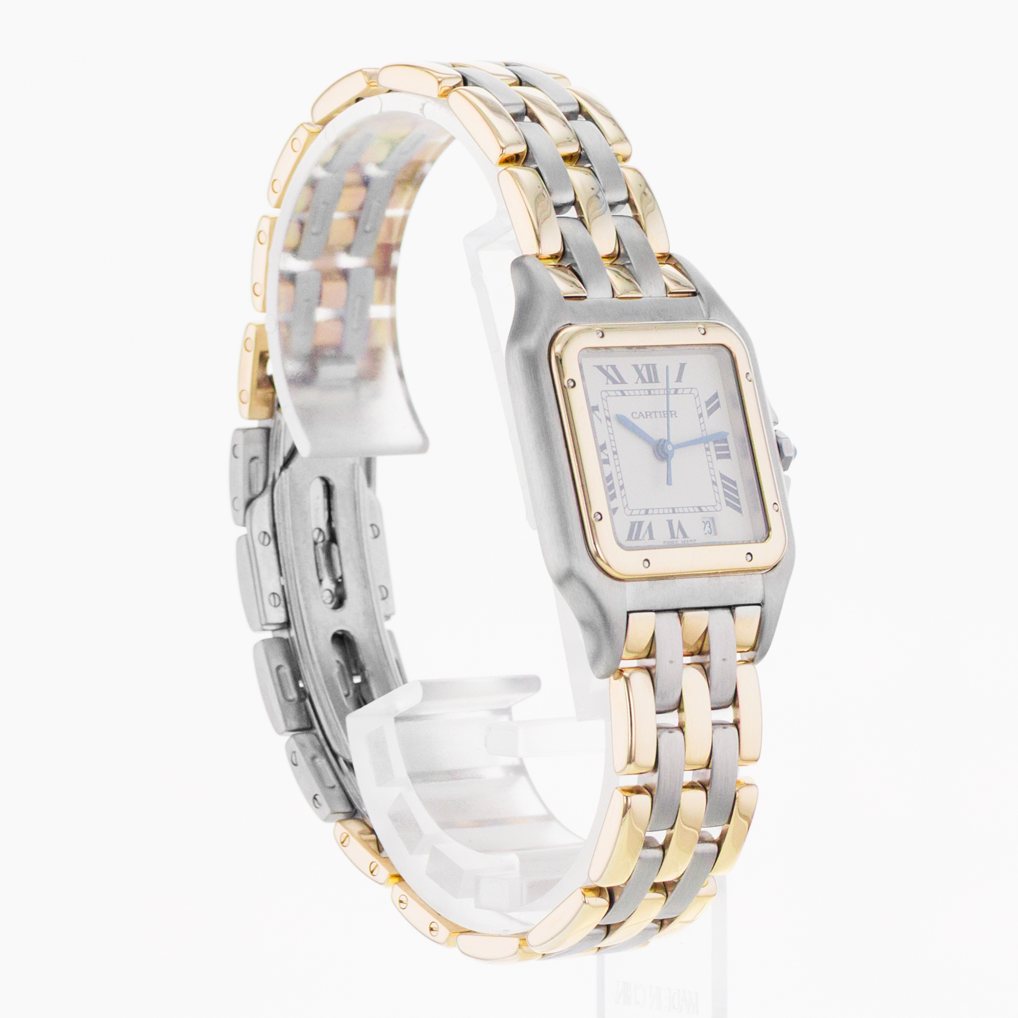 Cartier Panthere 83083244 27mm Silver Roman Steel Yellow Gold 3 Row Mens Watch thumbnail 7