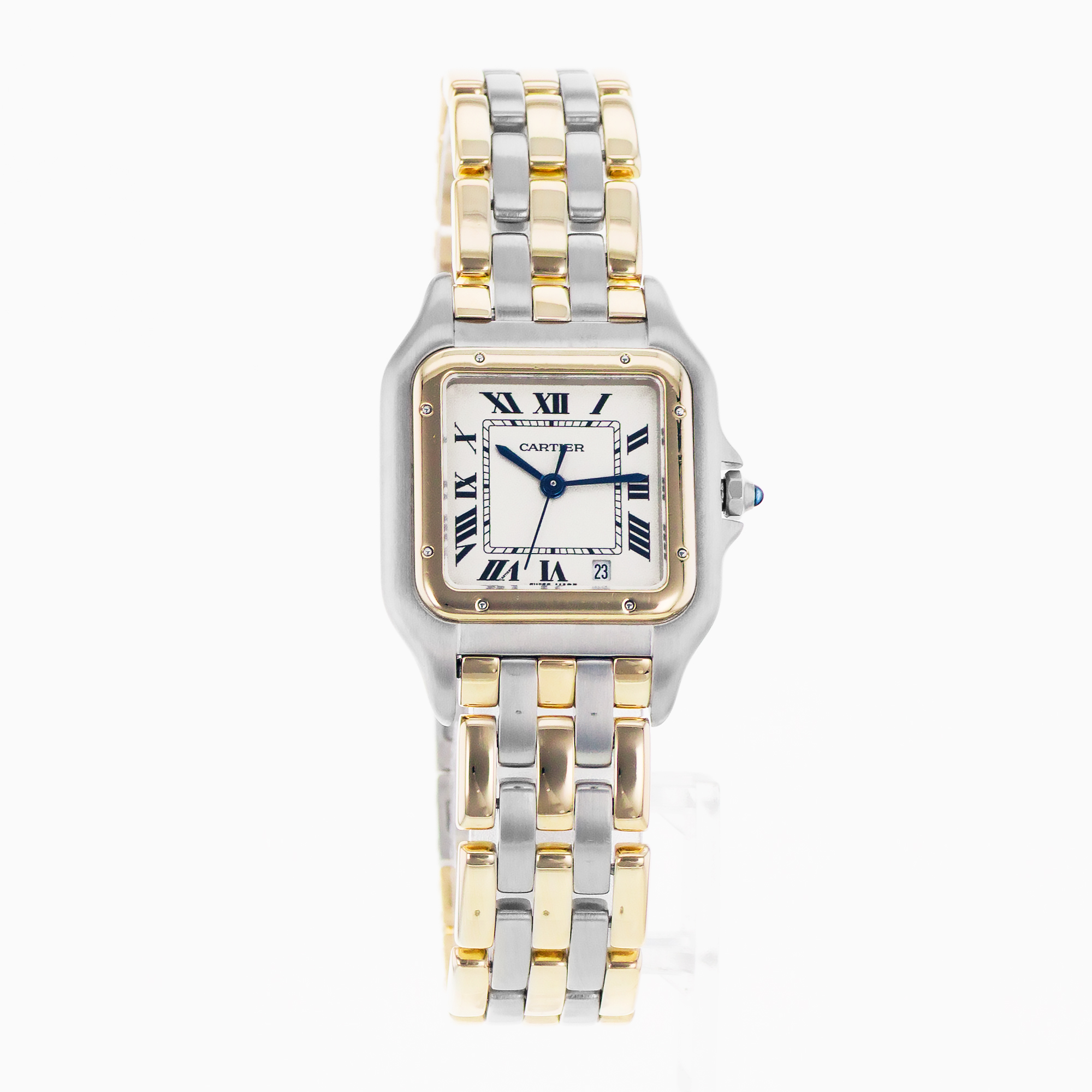 Cartier Panthere 83083244 27mm Silver Roman Steel Yellow Gold 3 Row Mens Watch thumbnail 8