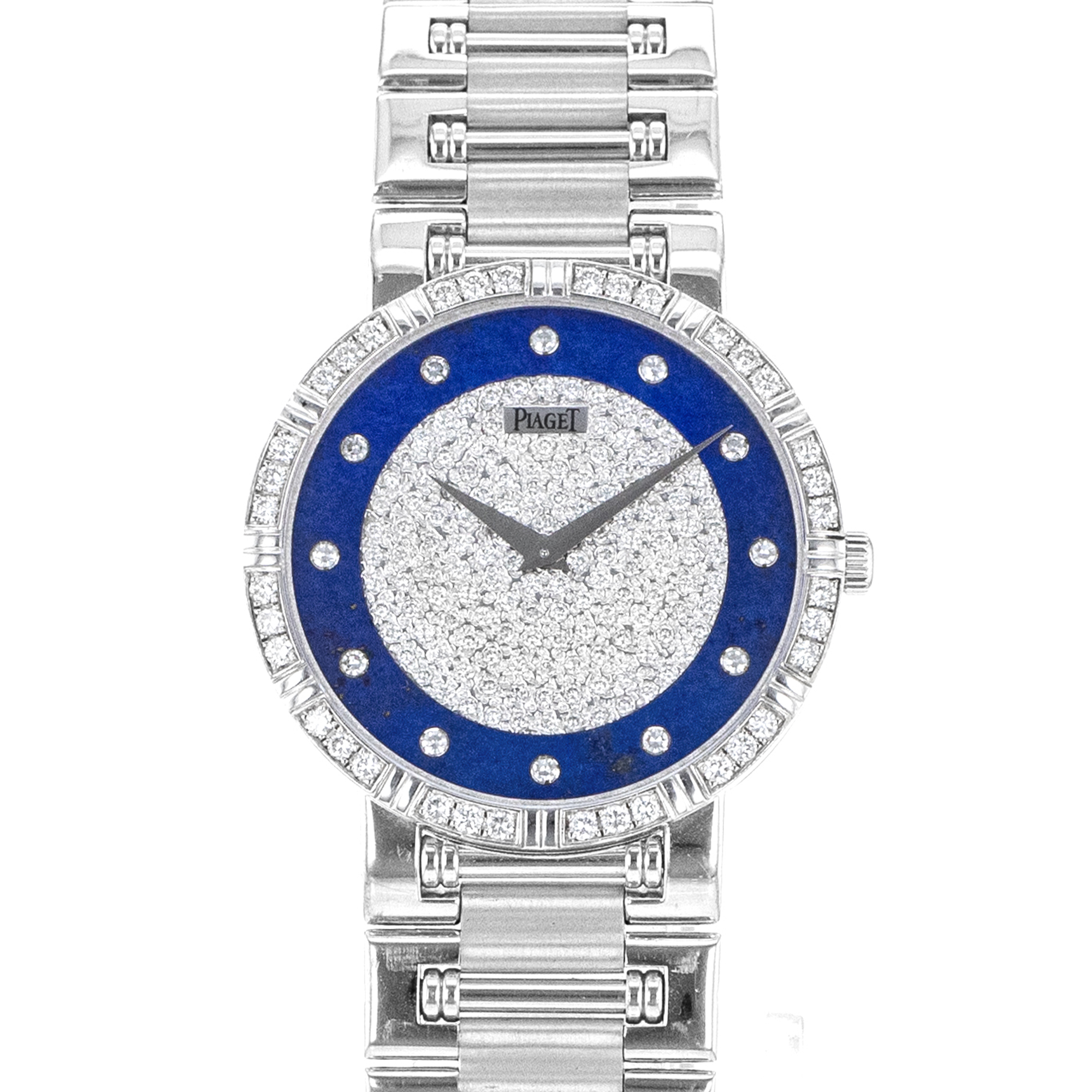 Piaget Dancer 94024 31mm Factory Lapis Diamond White Gold Manual Wind Mens Watch thumbnail 1