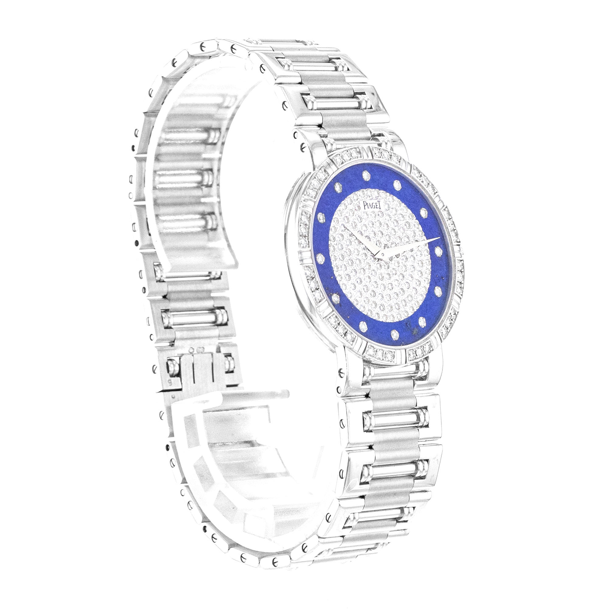 Piaget Dancer 94024 31mm Factory Lapis Diamond White Gold Manual Wind Mens Watch thumbnail 7