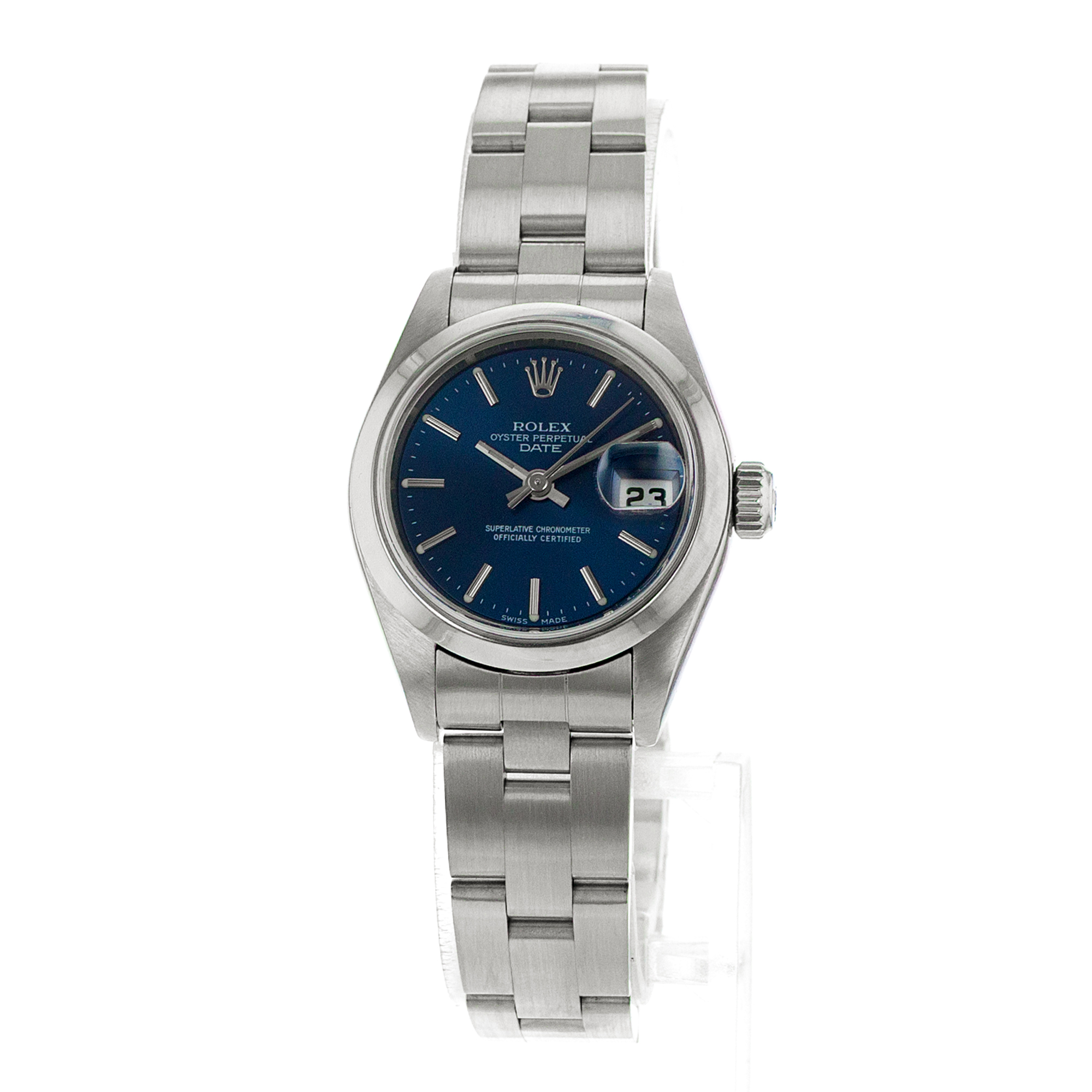 Rolex Oyster Perpetual Lady Date 69160 26mm Blue Index Steel Oyster Ladies Watch thumbnail 3