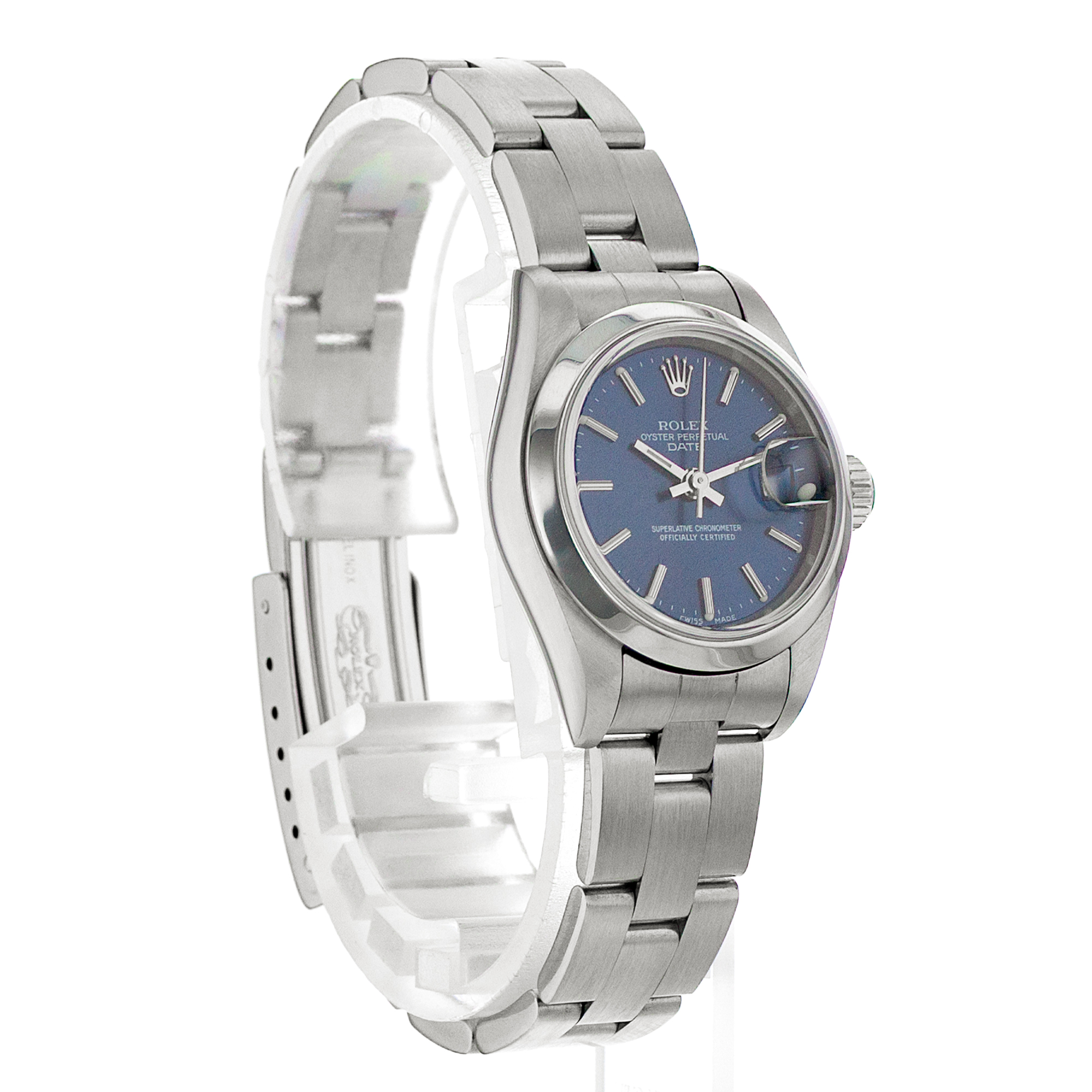 Rolex Oyster Perpetual Lady Date 69160 26mm Blue Index Steel Oyster Ladies Watch thumbnail 7