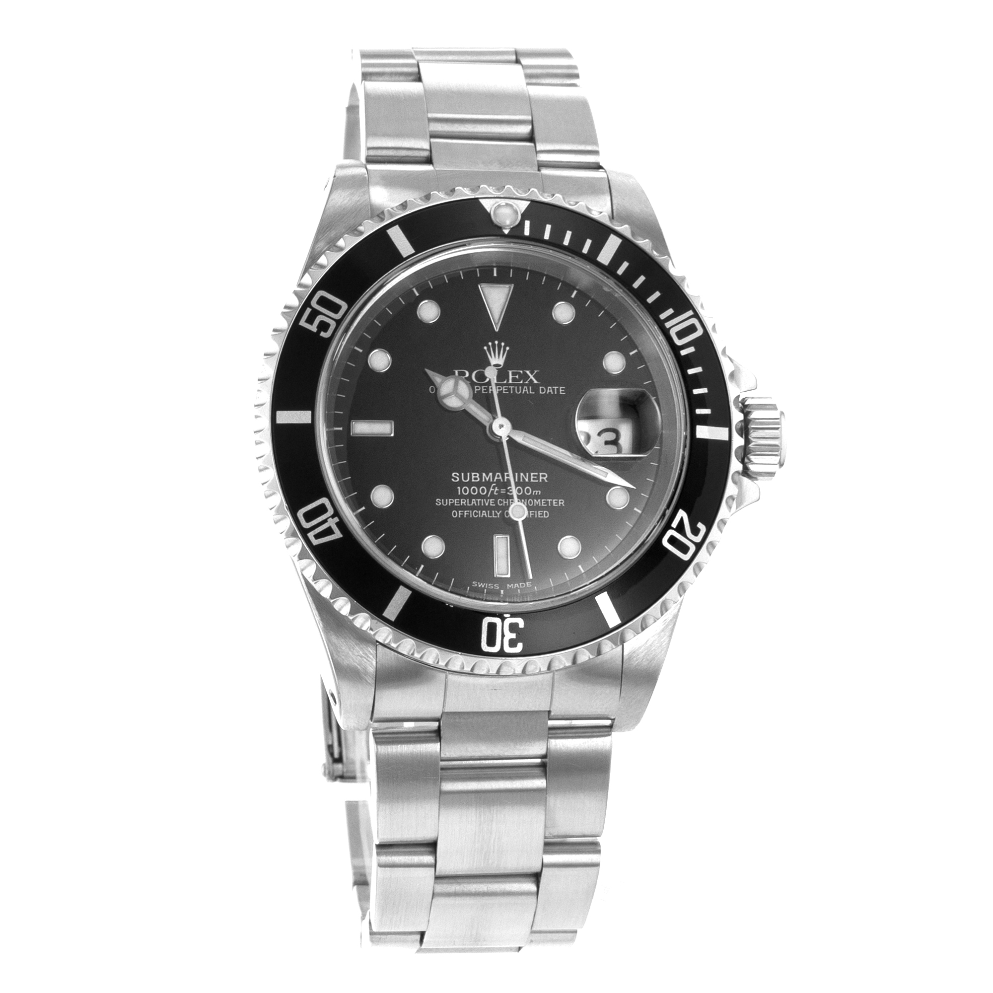 Rolex Submariner 16610 40mm Black Diver Stainless Steel Oyster Mens Watch 2000 thumbnail 9