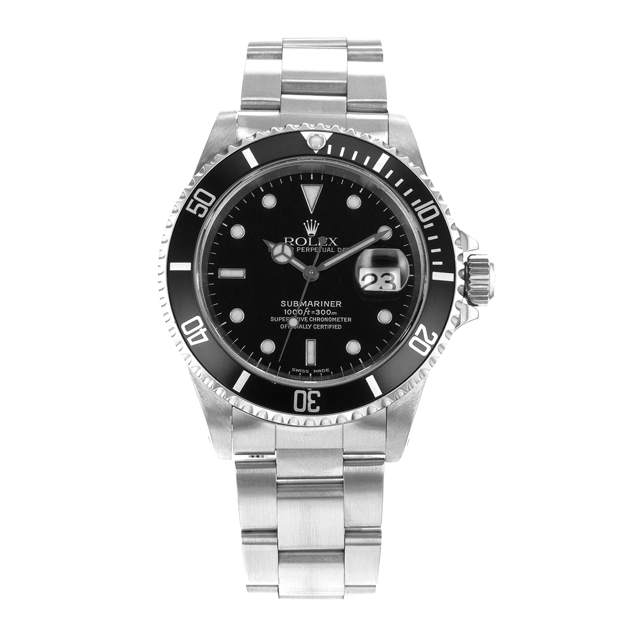 Rolex Submariner 16610 40mm Black Diver Stainless Steel Oyster Mens Watch 2000 thumbnail 2