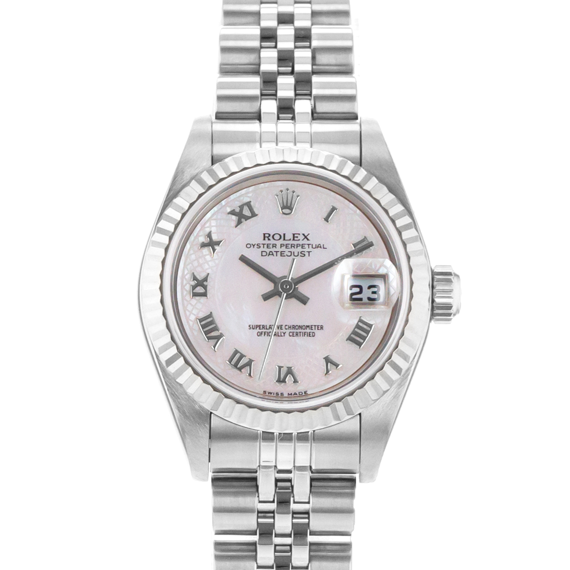 Rolex Datejust 26 79174 Pink Mother of Pearl Steel White Gold Ladies Watch thumbnail 1