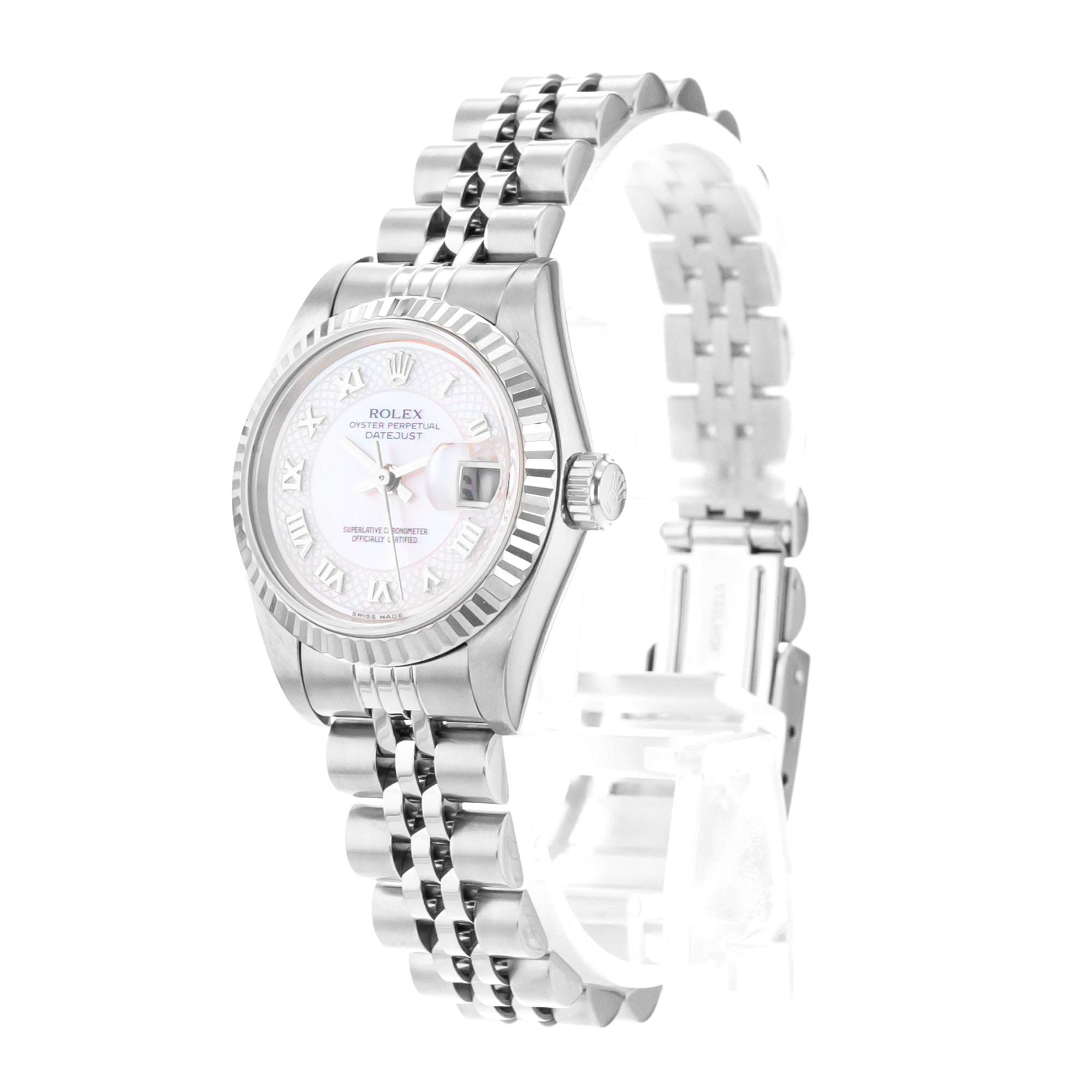 Rolex Datejust 26 79174 Pink Mother of Pearl Steel White Gold Ladies Watch thumbnail 4