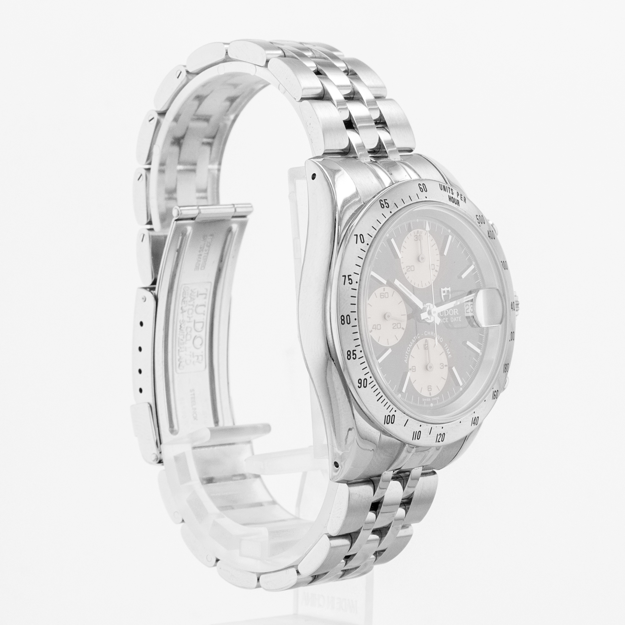 Tudor Prince Date 79280 40mm Black Panda Chronograph Stainless Steel Mens Watch thumbnail 7