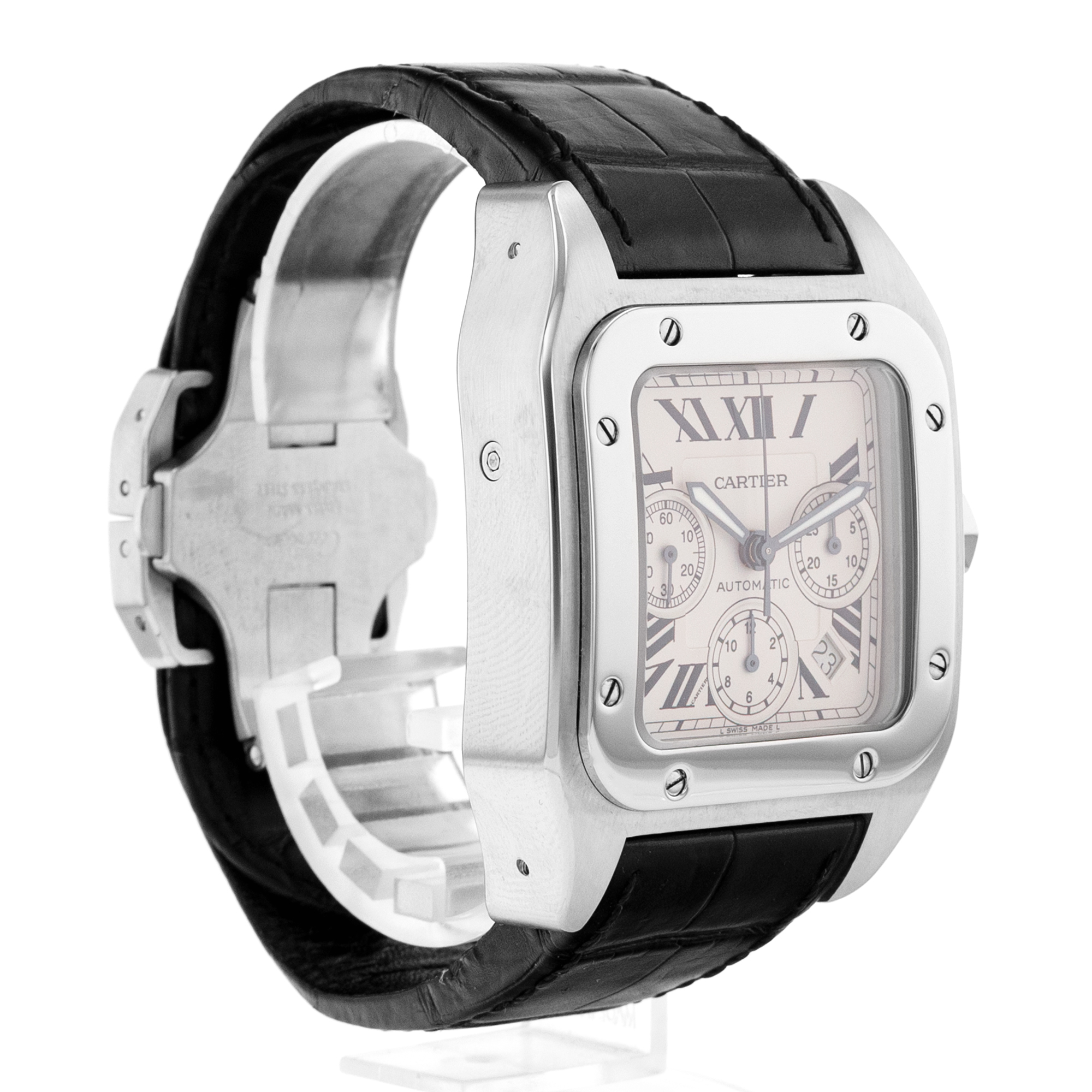 Cartier Santos 100 W20090X8 2740 41mm Silver Roman Steel Chronograph Mens Watch thumbnail 7