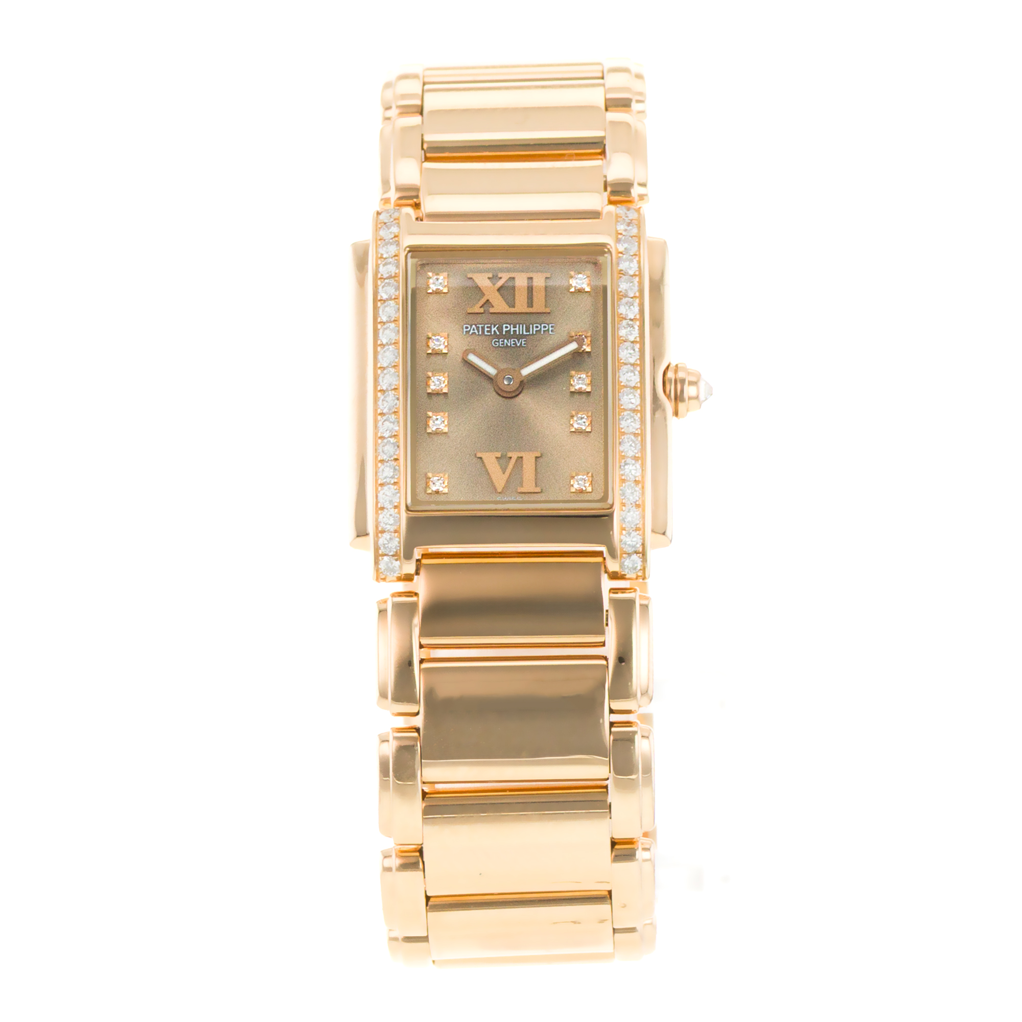 Patek Philippe Twenty~4 4908 22mm Brown Factory Diamonds Rose Gold Ladies Watch thumbnail 2