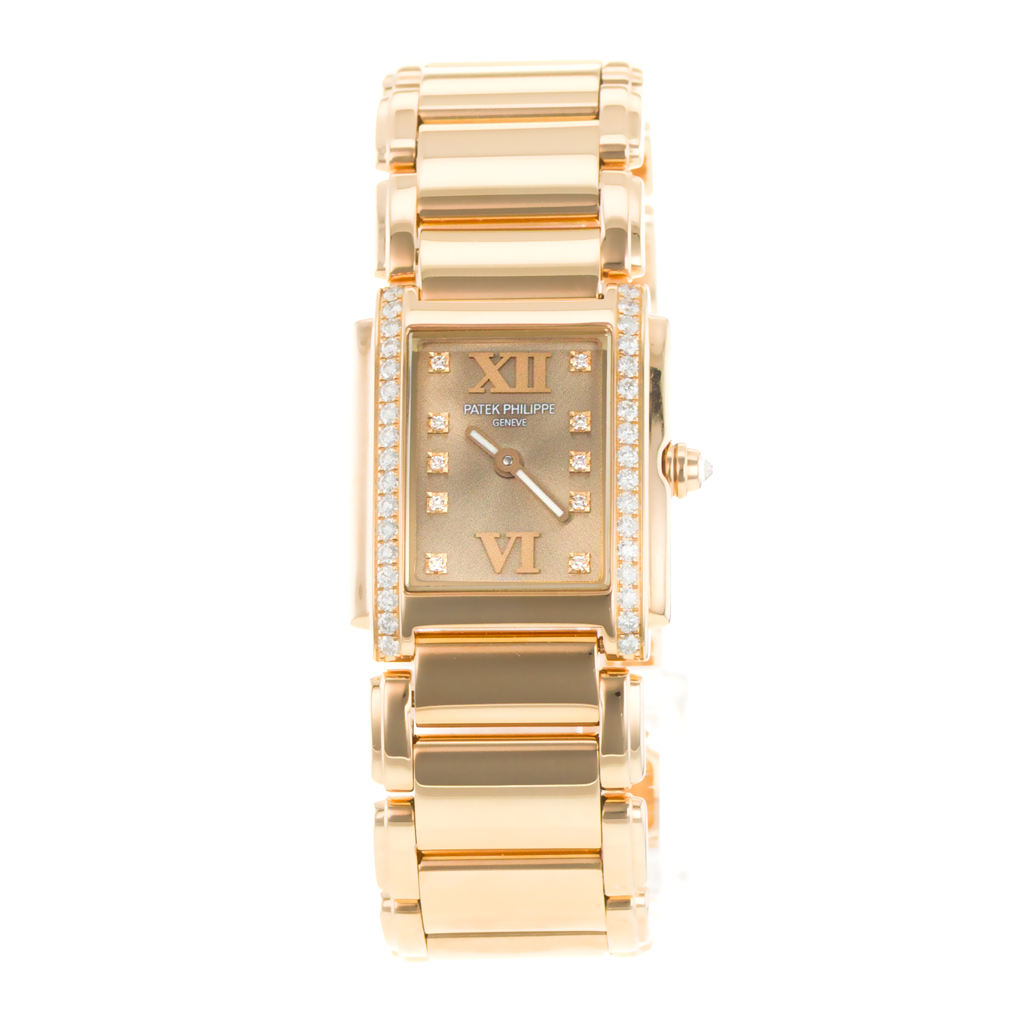 Patek Philippe Twenty~4 4908 22mm Brown Factory Diamonds Rose Gold Ladies Watch thumbnail 4