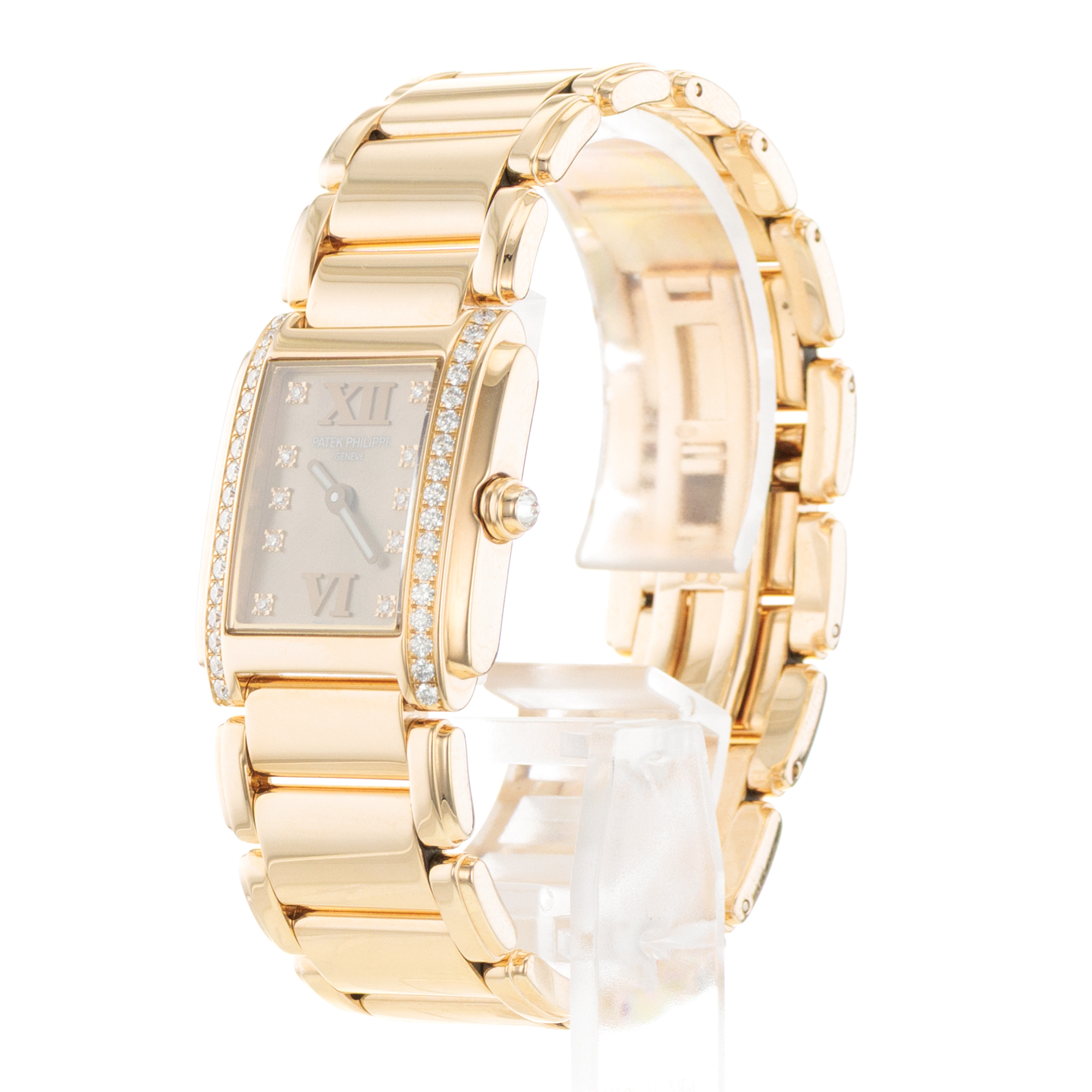 Patek Philippe Twenty~4 4908 22mm Brown Factory Diamonds Rose Gold Ladies Watch thumbnail 5