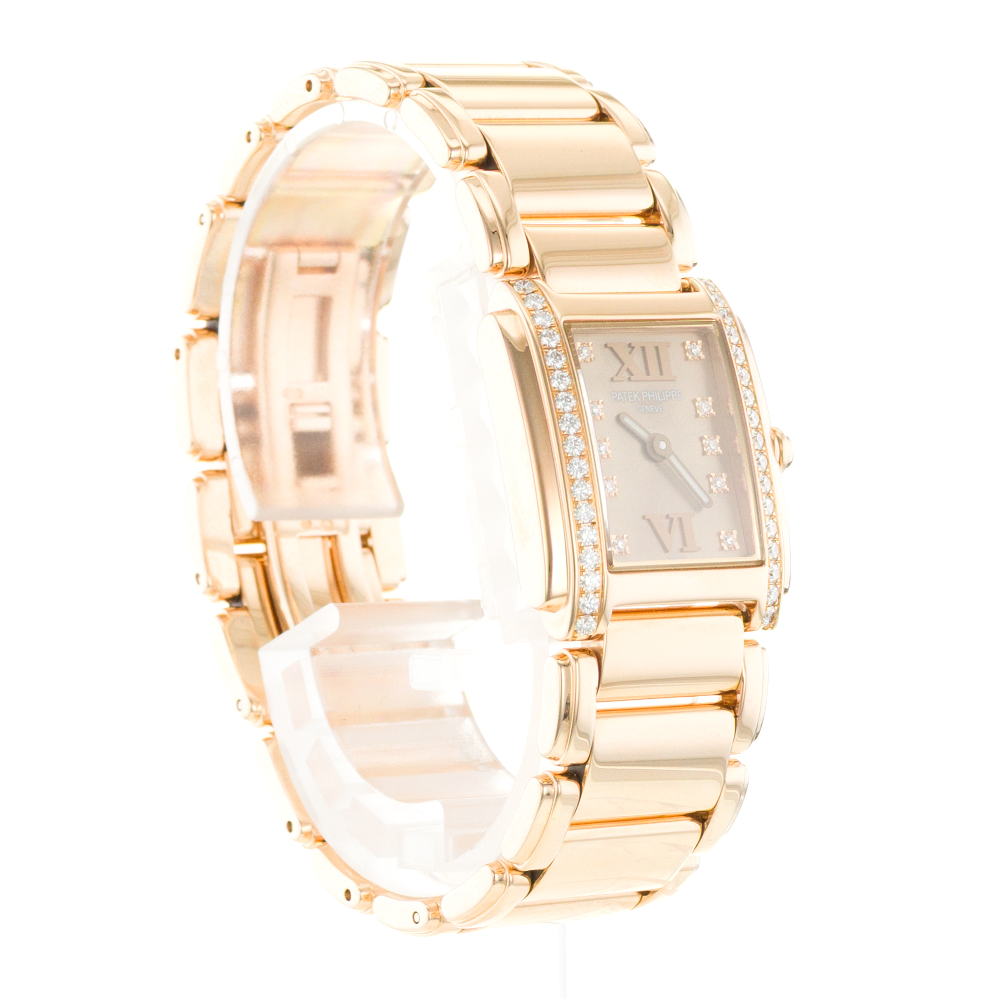 Patek Philippe Twenty~4 4908 22mm Brown Factory Diamonds Rose Gold Ladies Watch thumbnail 7