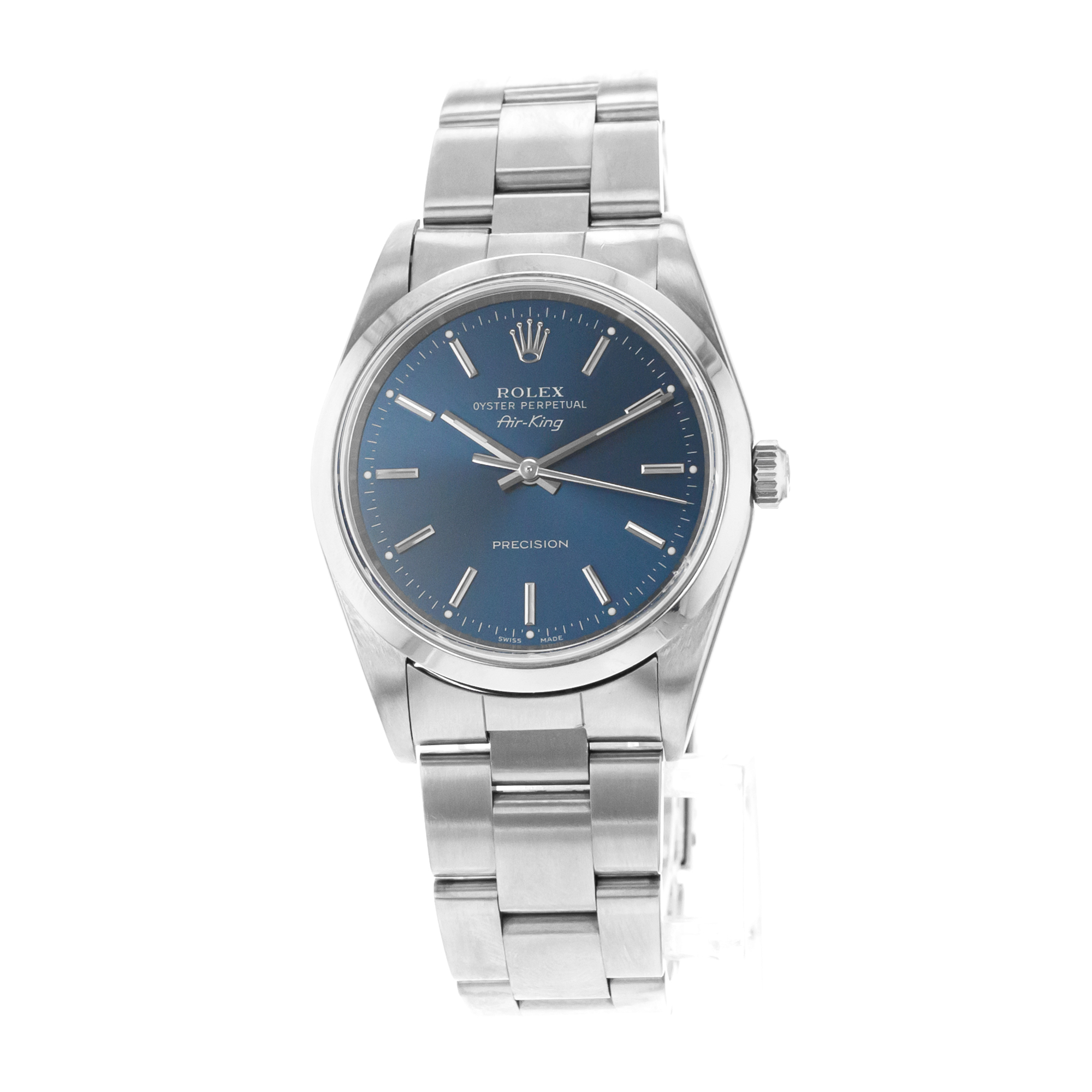 Rolex Air King 14000M 34mm Blue Index Stick Steel Smooth Oyster Mens Watch 2000 thumbnail 4