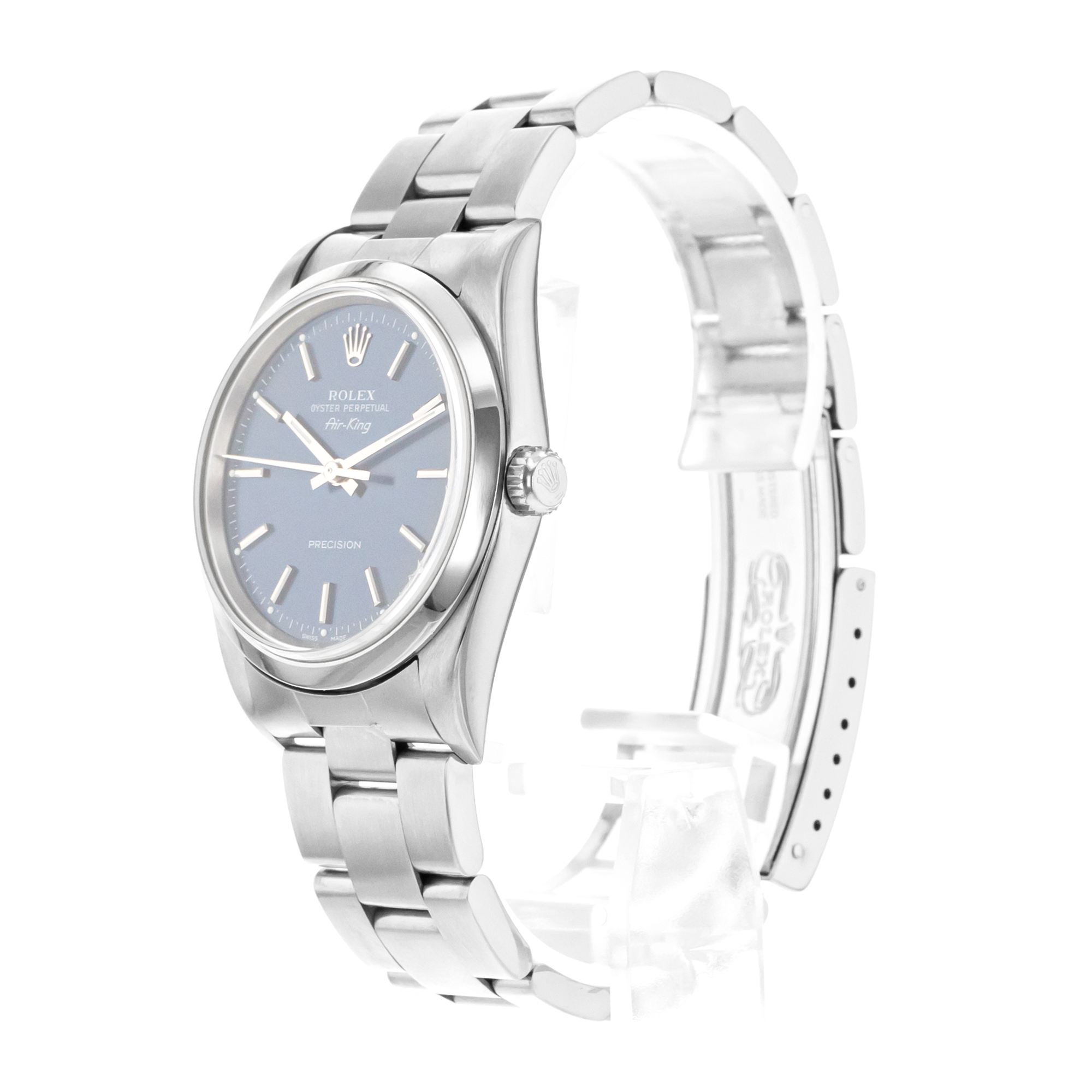 Rolex Air King 14000M 34mm Blue Index Stick Steel Smooth Oyster Mens Watch 2000 thumbnail 5