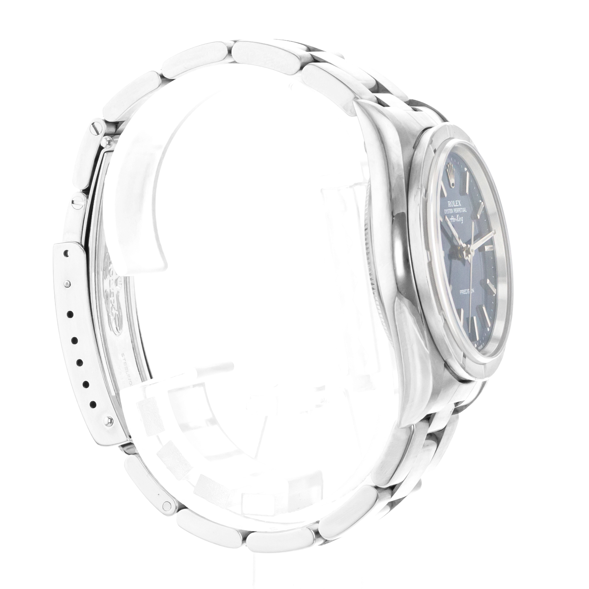 Rolex Air King 14010M 34mm Blue Index Steel Engine Turned Oyster Mens Watch 2003 thumbnail 7