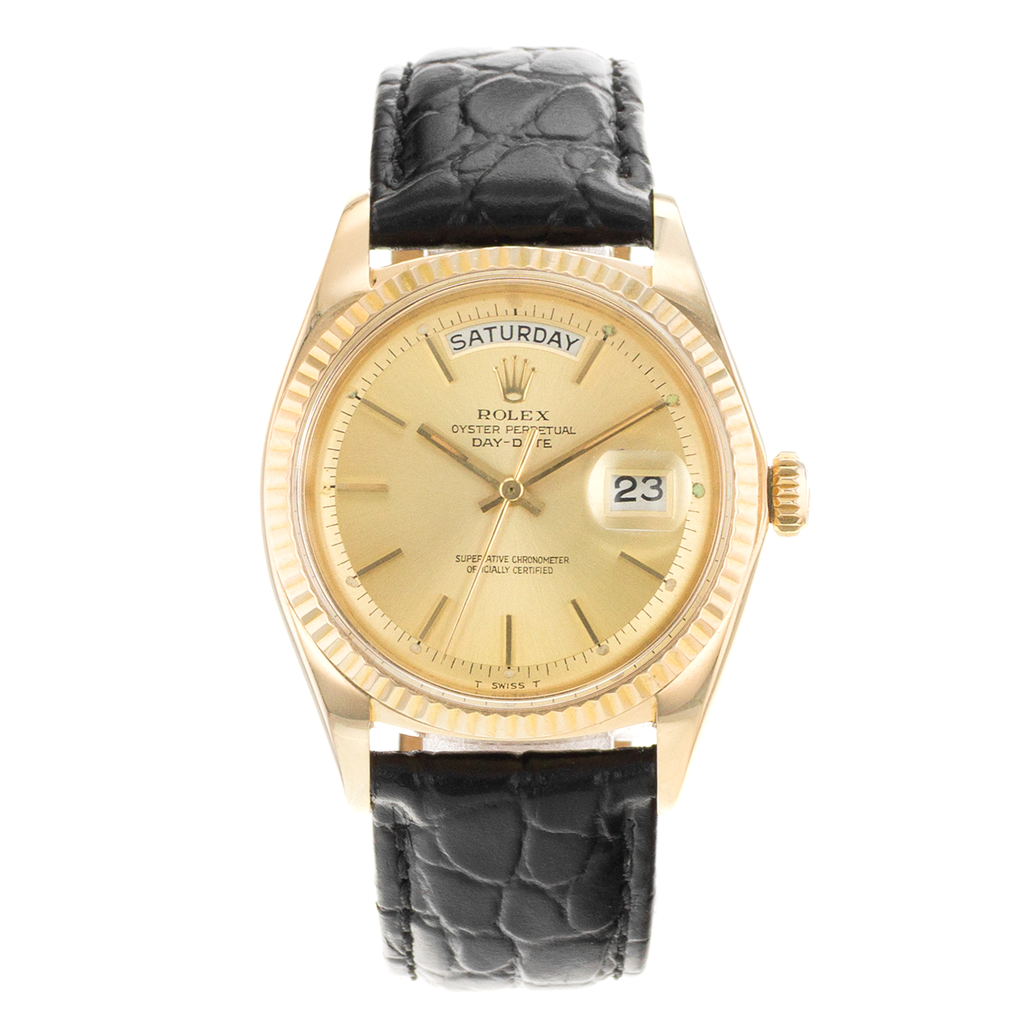 Rolex Day-Date 36 1803 Vintage Yellow Index Gold Leather Automatic Mens Watch thumbnail 2