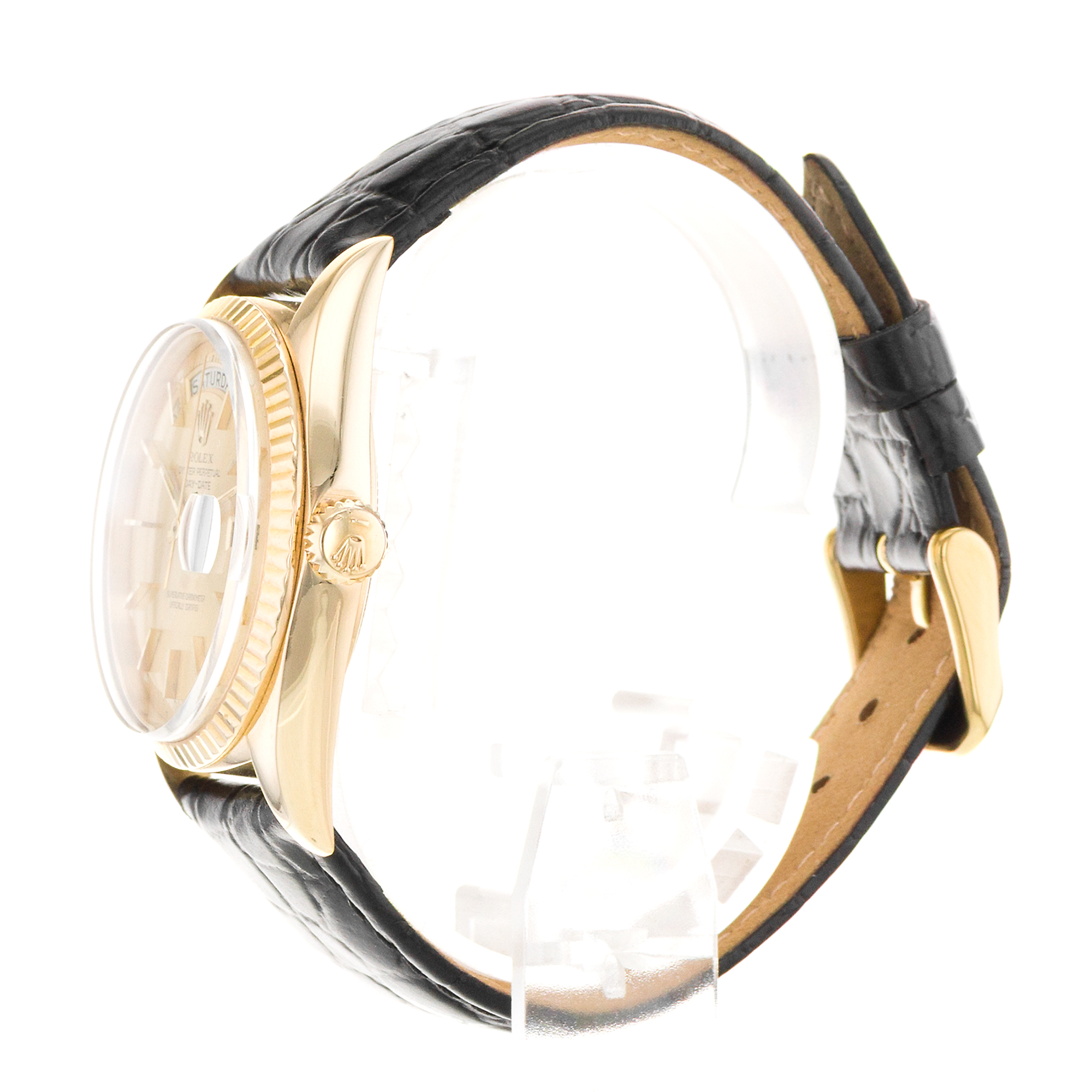 Rolex Day-Date 36 1803 Vintage Yellow Index Gold Leather Automatic Mens Watch thumbnail 5