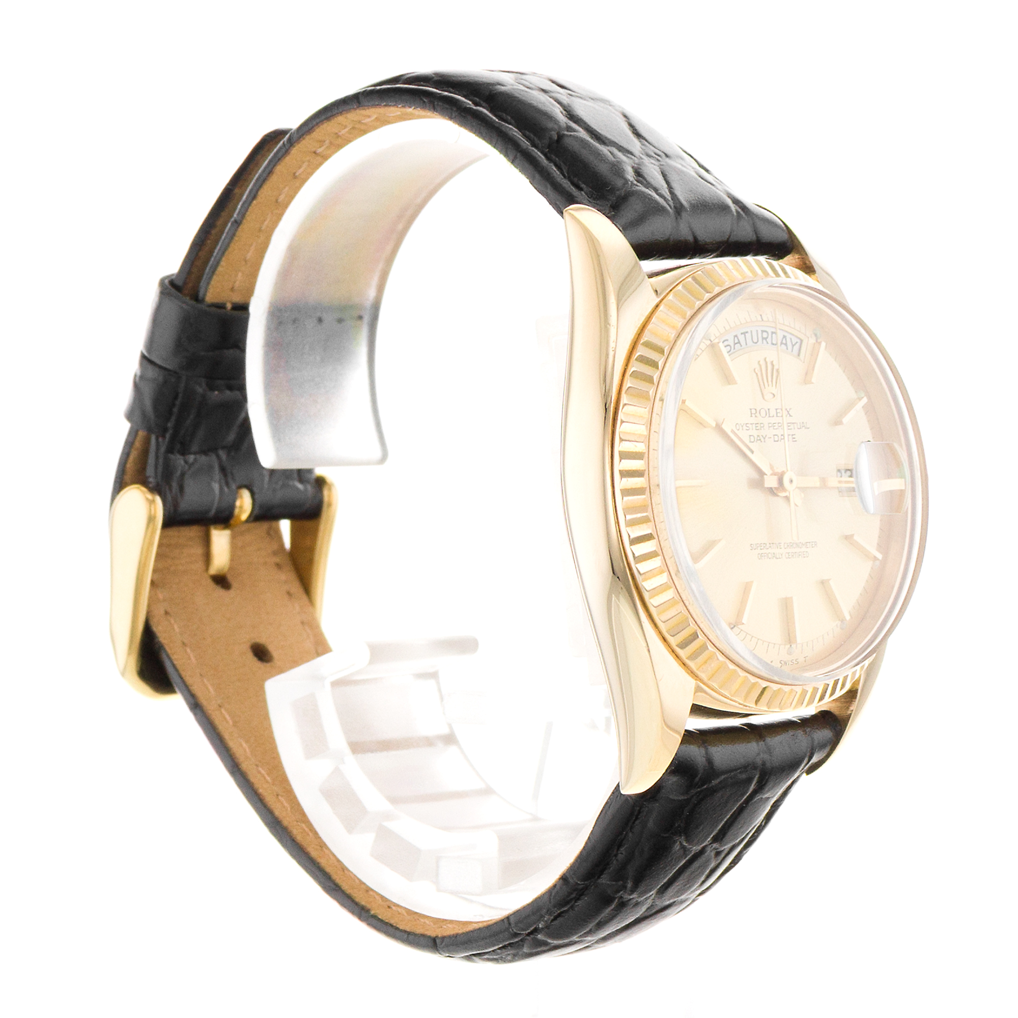 Rolex Day-Date 36 1803 Vintage Yellow Index Gold Leather Automatic Mens Watch thumbnail 7