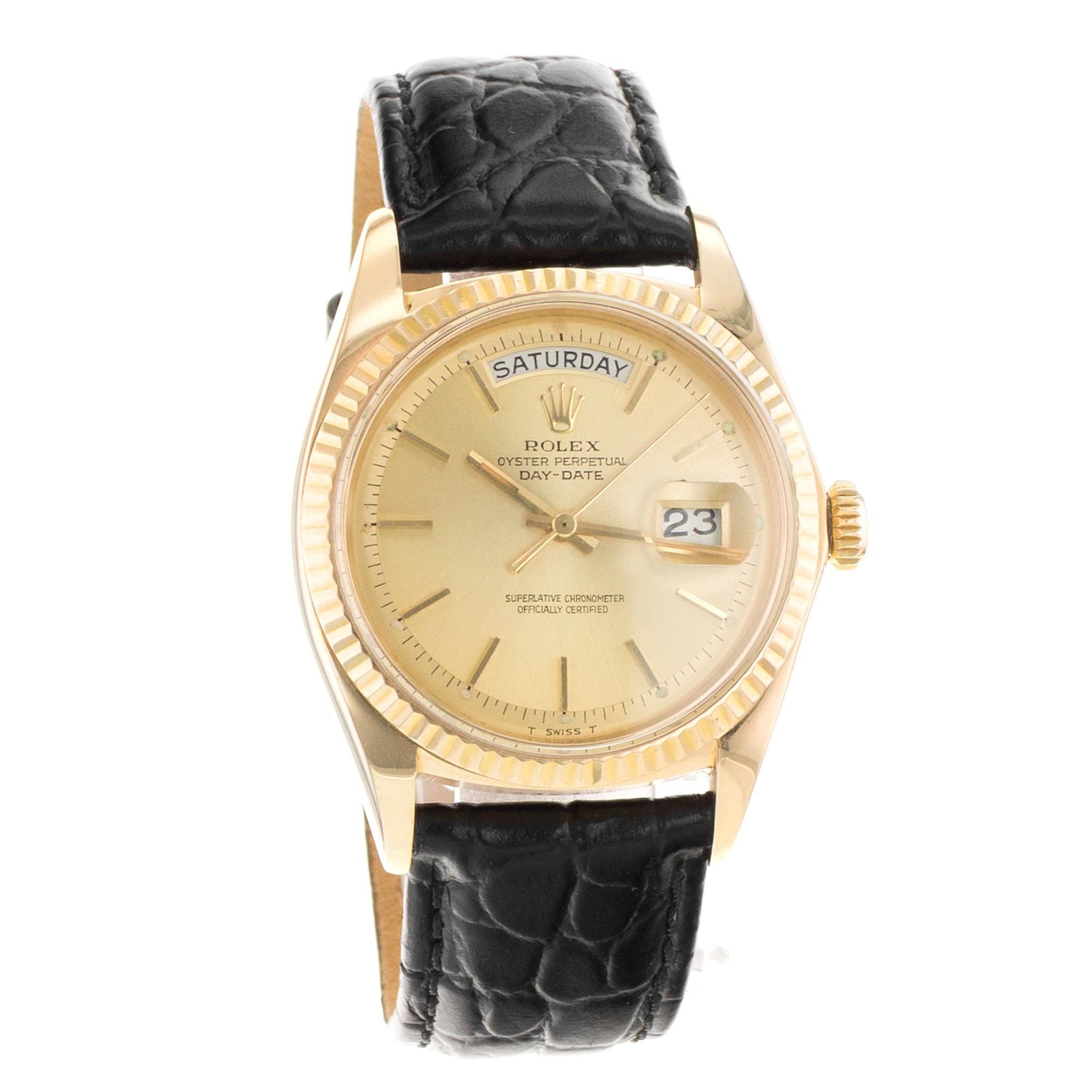 Rolex Day-Date 36 1803 Vintage Yellow Index Gold Leather Automatic Mens Watch thumbnail 8