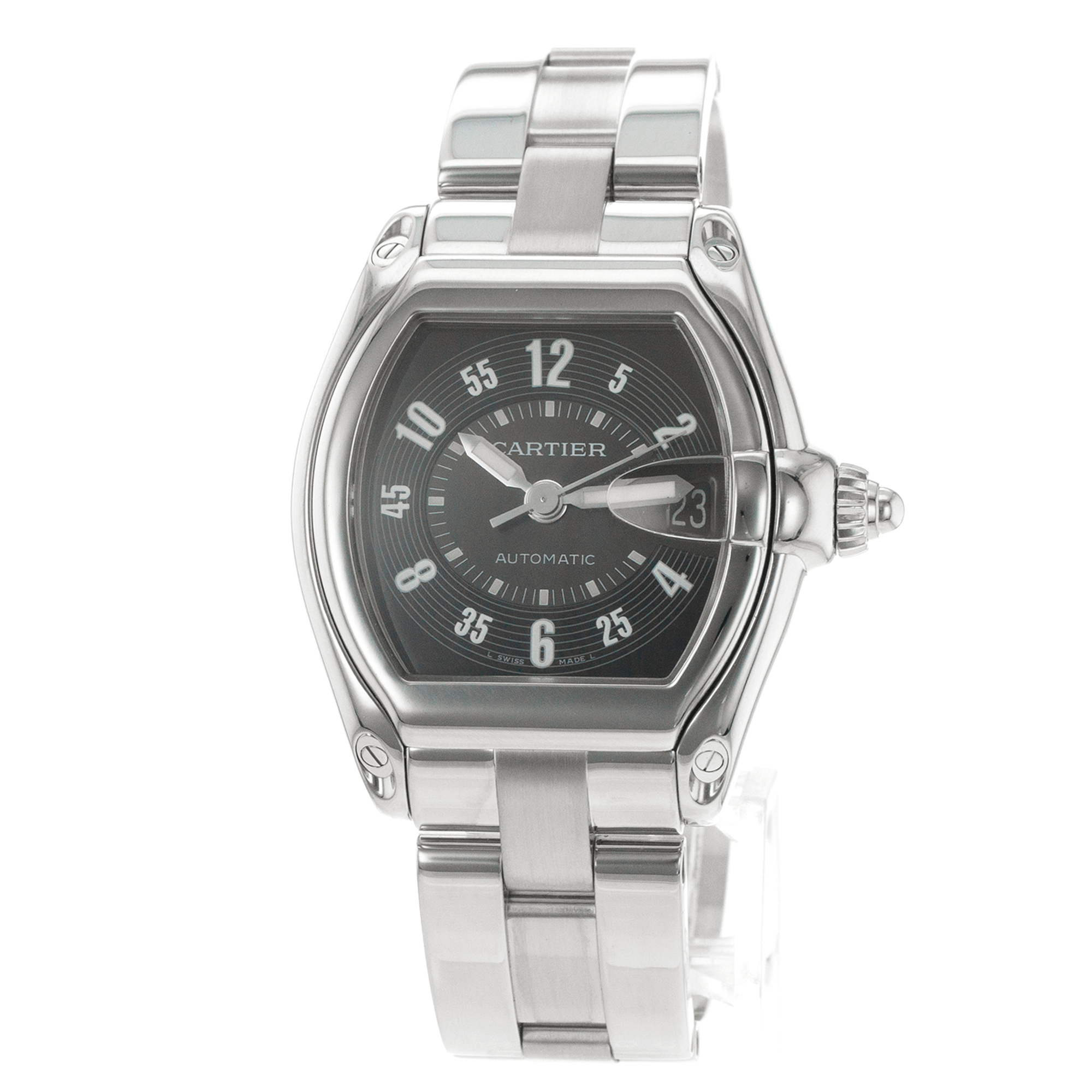 Cartier Roadster W62004V3 2510 37mm Large Blue Arabic Date Steel Mens Watch thumbnail 3