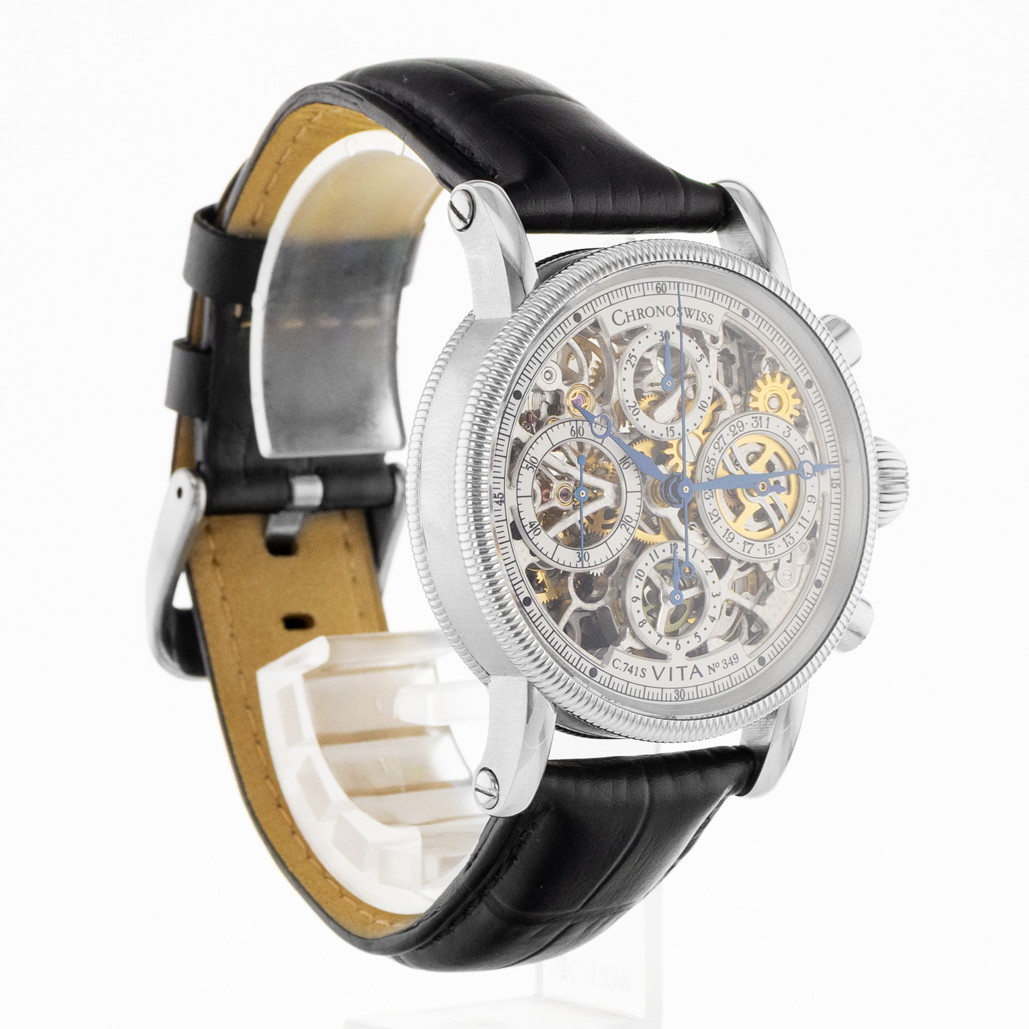 Chronoswiss Opus CH2573 38mm Skeleton Steel Chronograph Leather Mens Watch thumbnail 7