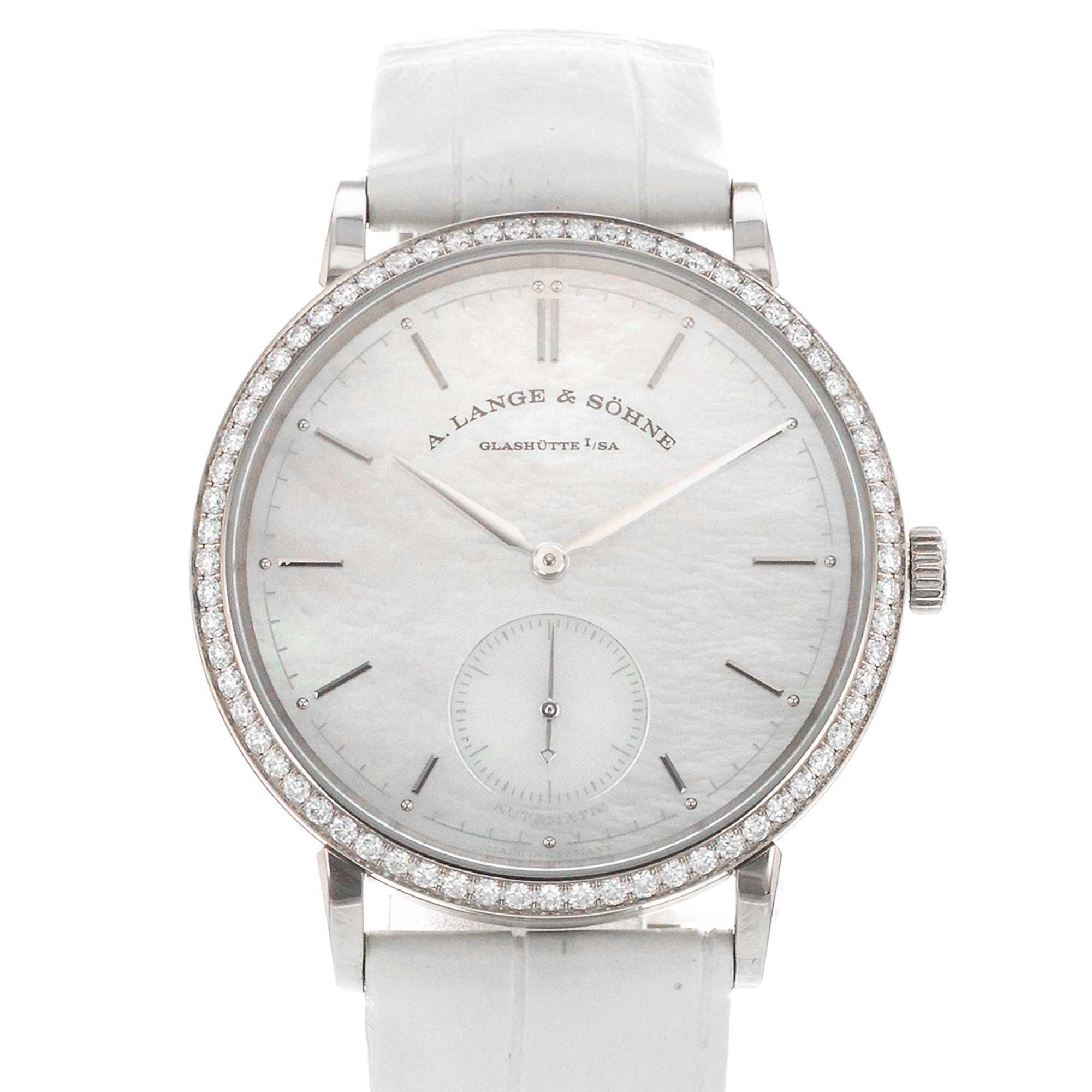A Lange & Sohne Saxonia 840.029 37mm Mother of Pearl Diamond Ladies Watch 2001 thumbnail 1