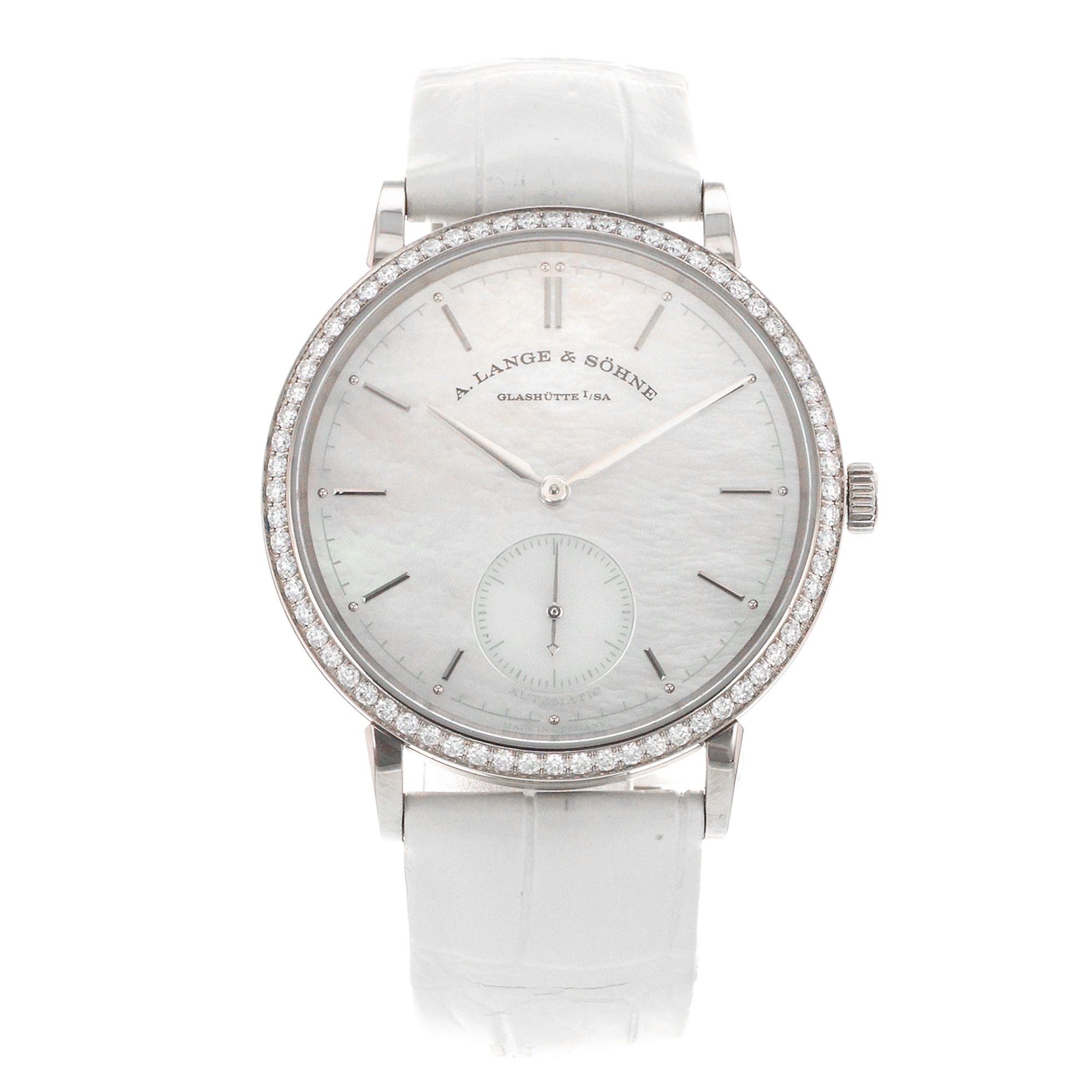 A Lange & Sohne Saxonia 840.029 37mm Mother of Pearl Diamond Ladies Watch 2001 thumbnail 2