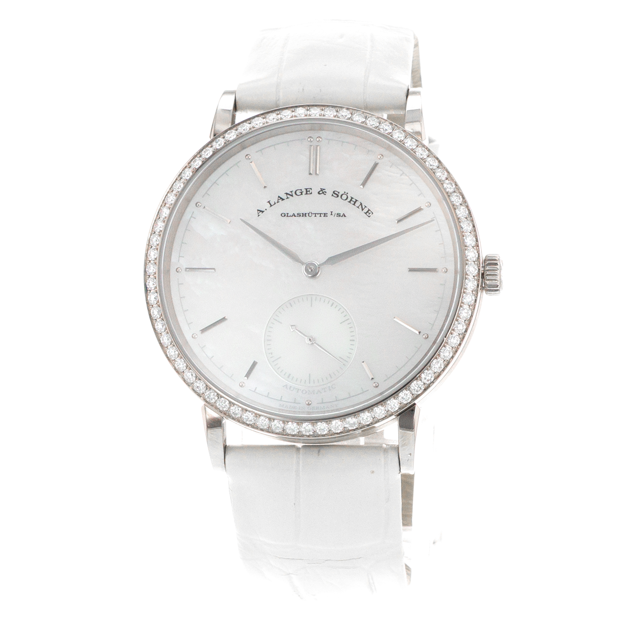 A Lange & Sohne Saxonia 840.029 37mm Mother of Pearl Diamond Ladies Watch 2001 thumbnail 4