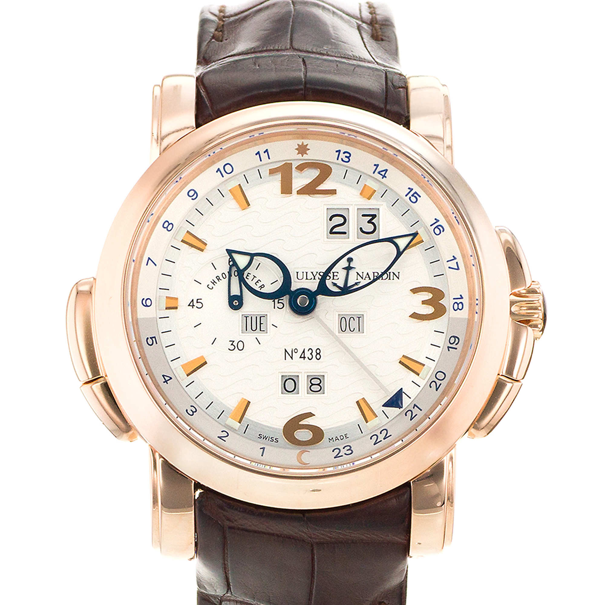 Ulysse Nardin GMT +/- Perpetual 322-66/91 42mm Silver Arabic Calendar Rose Gold thumbnail 1