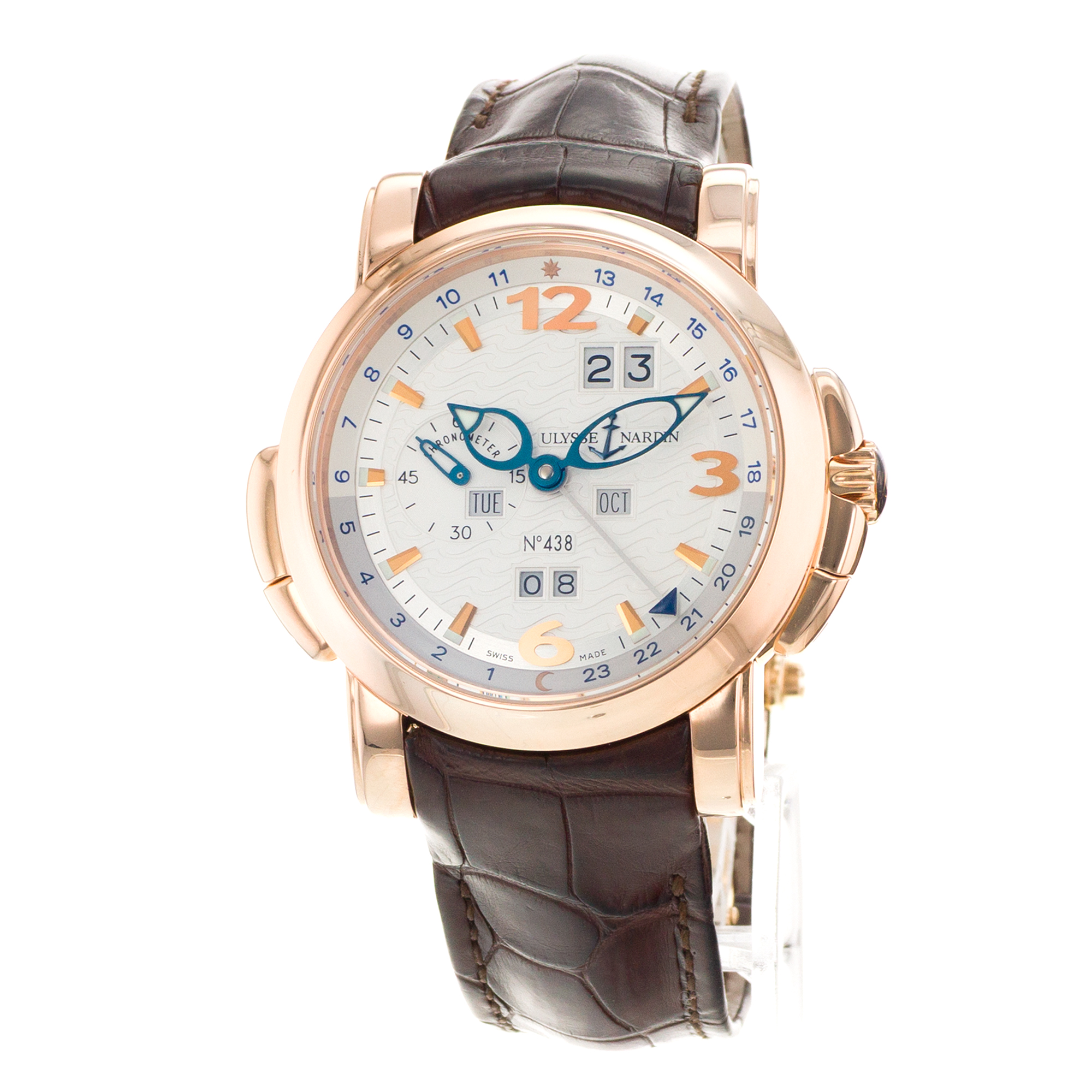 Ulysse Nardin GMT +/- Perpetual 322-66/91 42mm Silver Arabic Calendar Rose Gold thumbnail 3