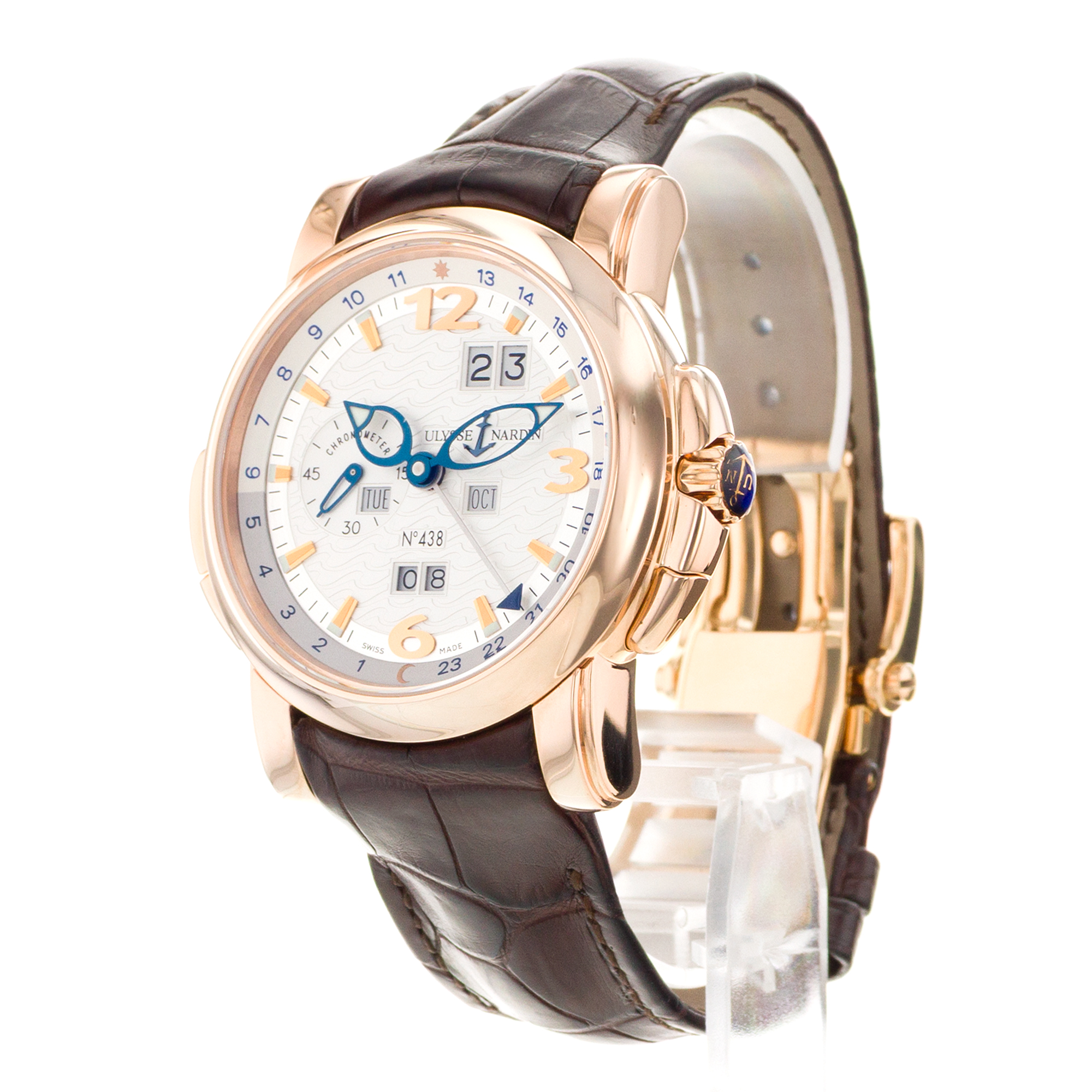 Ulysse Nardin GMT +/- Perpetual 322-66/91 42mm Silver Arabic Calendar Rose Gold thumbnail 4