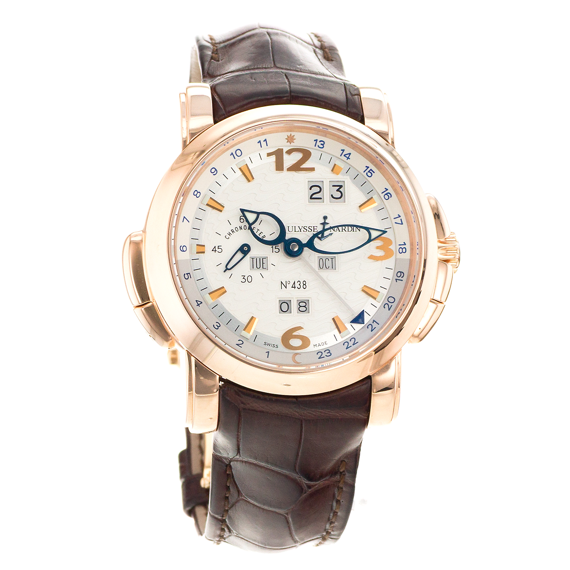 Ulysse Nardin GMT +/- Perpetual 322-66/91 42mm Silver Arabic Calendar Rose Gold thumbnail 8