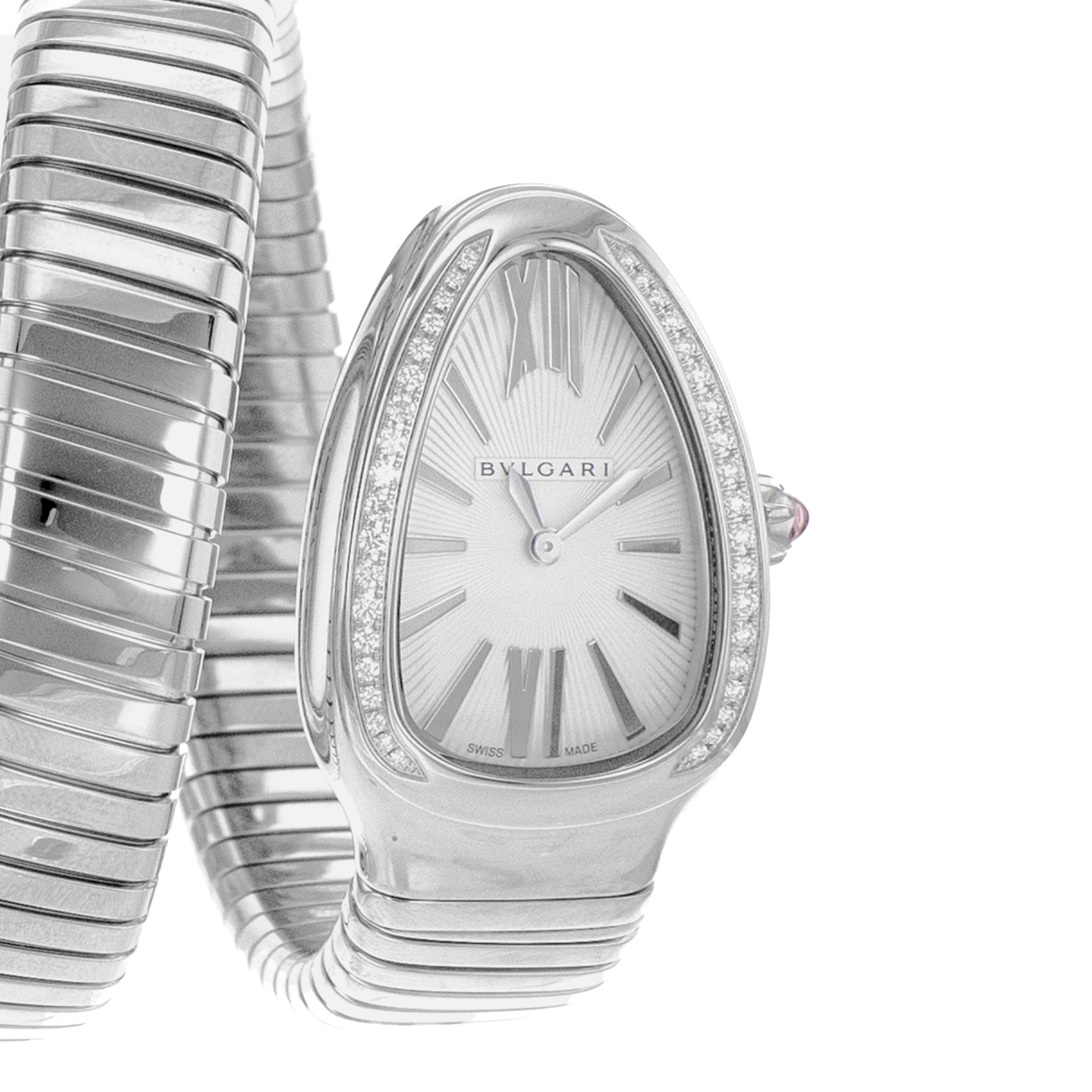Bulgari Serpenti 101910 35mm Silver Roman Factory Diamond Steel Ladies Watch thumbnail 2