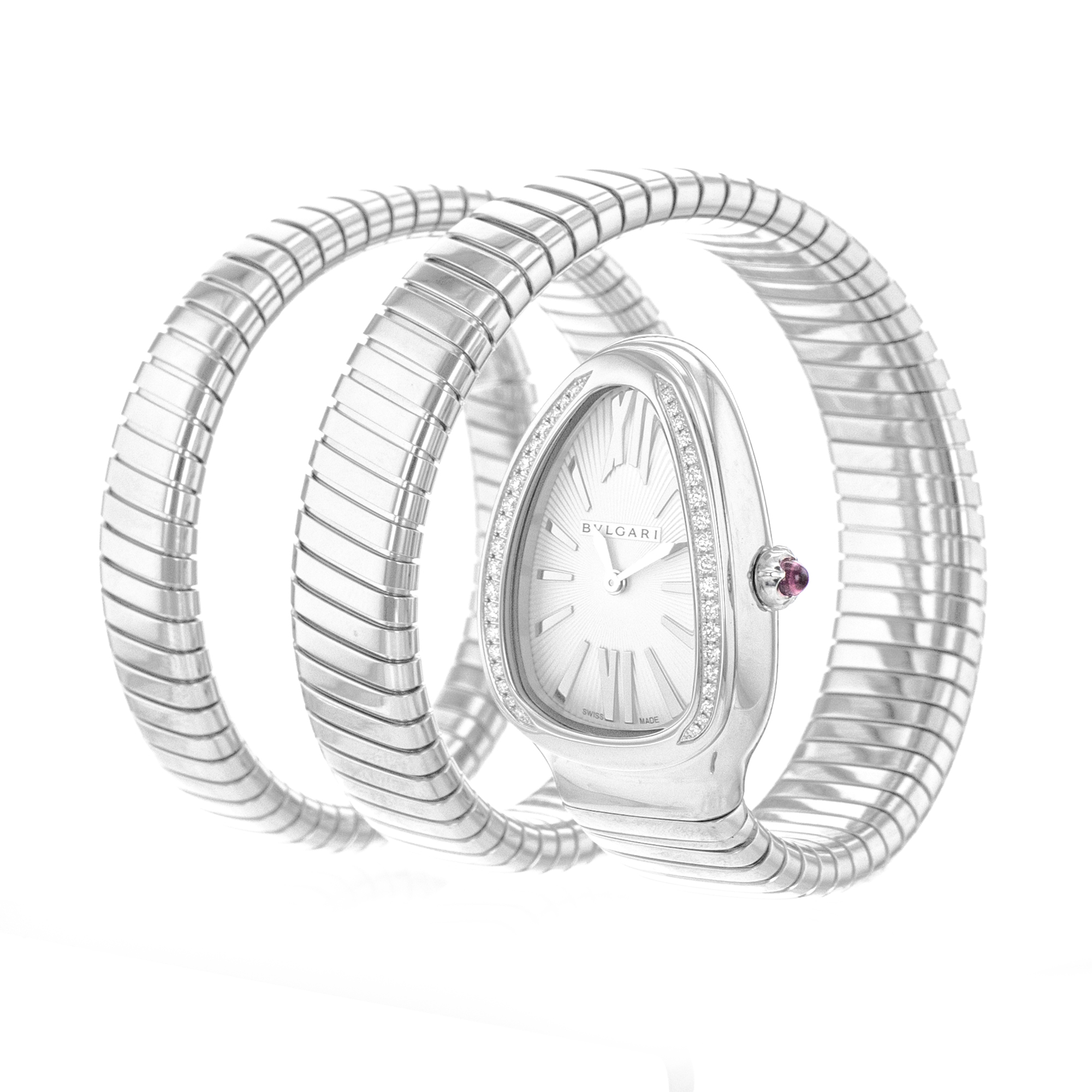 Bulgari Serpenti 101910 35mm Silver Roman Factory Diamond Steel Ladies Watch thumbnail 5