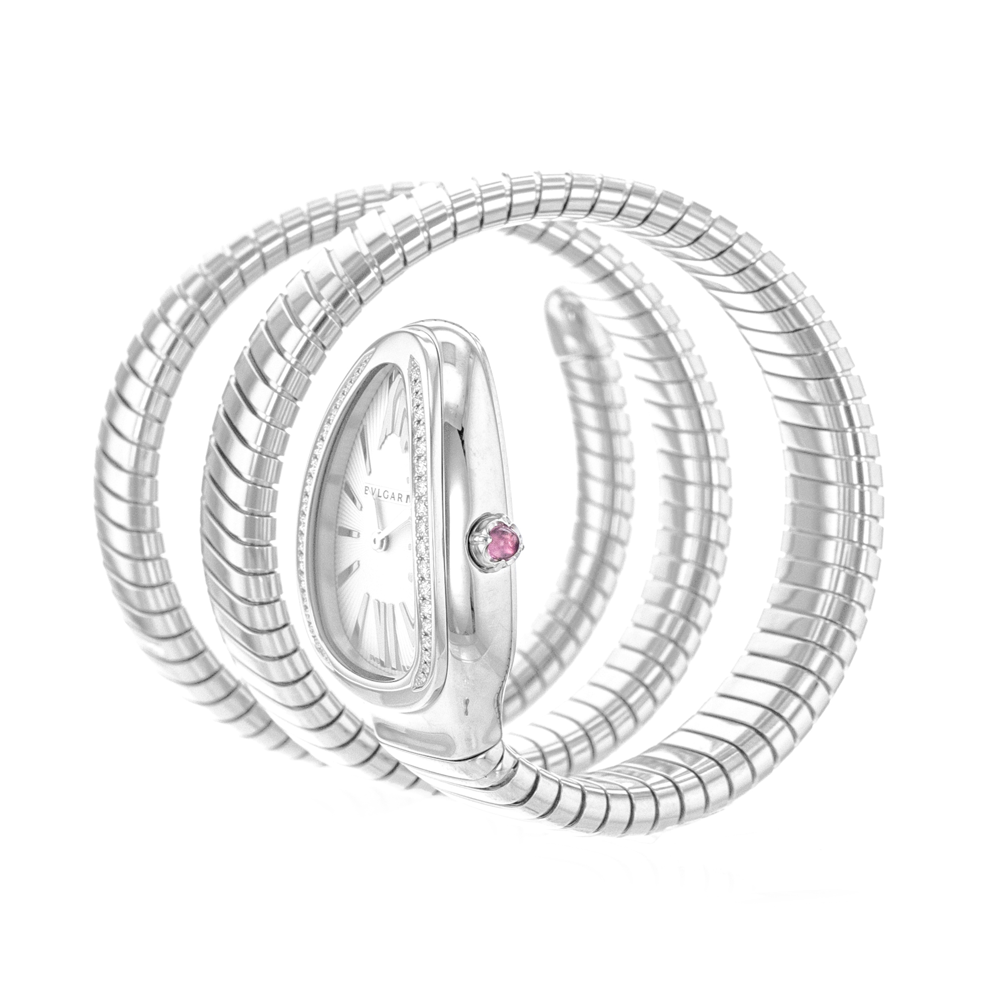 Bulgari Serpenti 101910 35mm Silver Roman Factory Diamond Steel Ladies Watch thumbnail 6