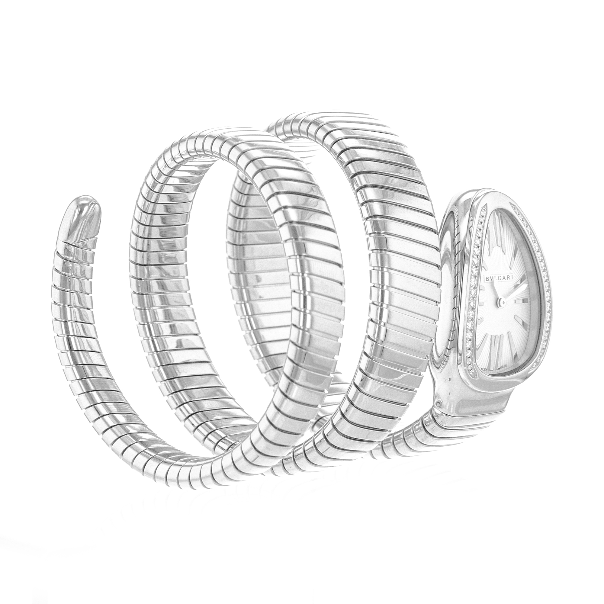 Bulgari Serpenti 101910 35mm Silver Roman Factory Diamond Steel Ladies Watch thumbnail 8